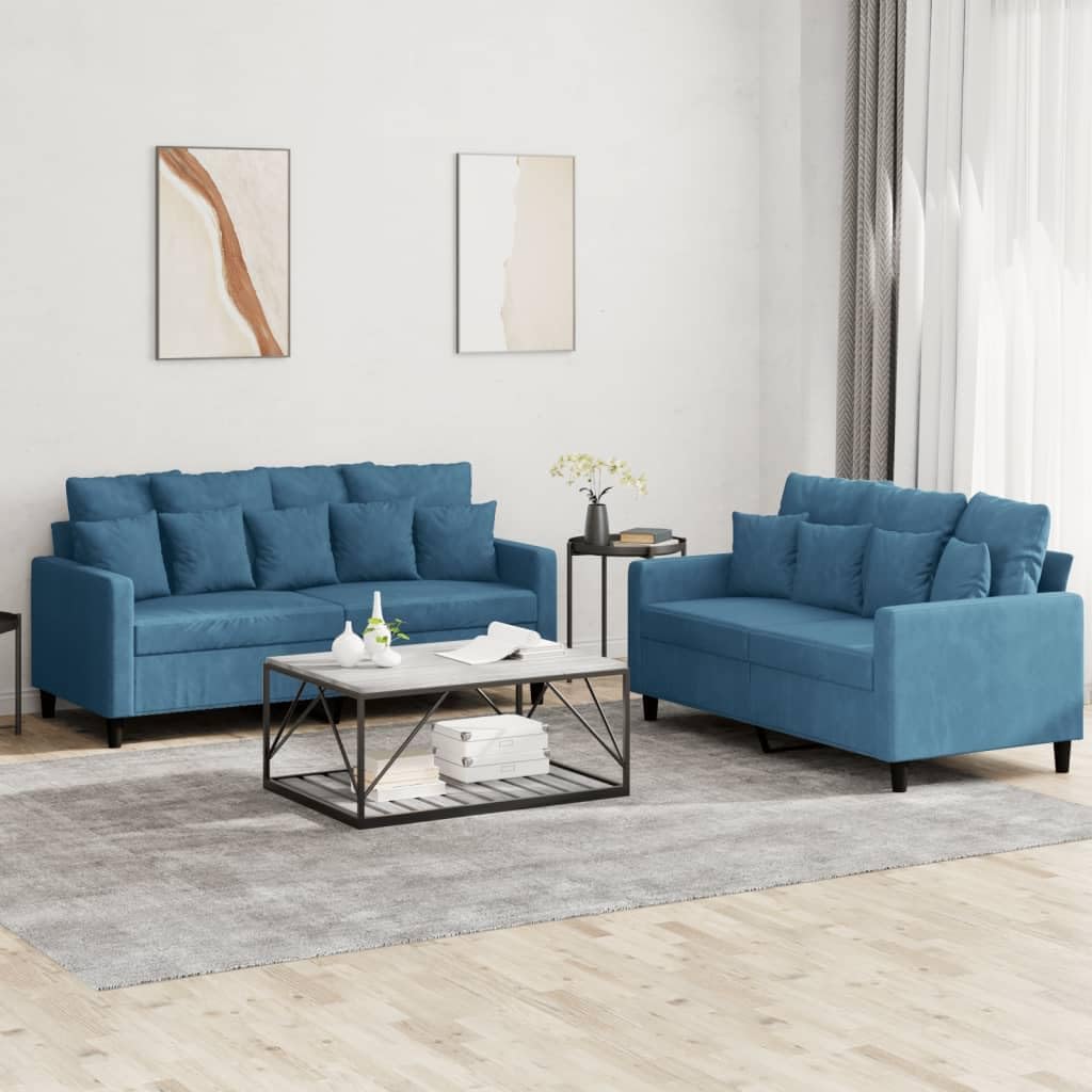Willood 3-TLG. Sofagarnitur mit Kissen Dunkelgrau Samt,Sofa geeignet für Wohnzimmer, Sofa Set, mit Armlehnen und Kissen