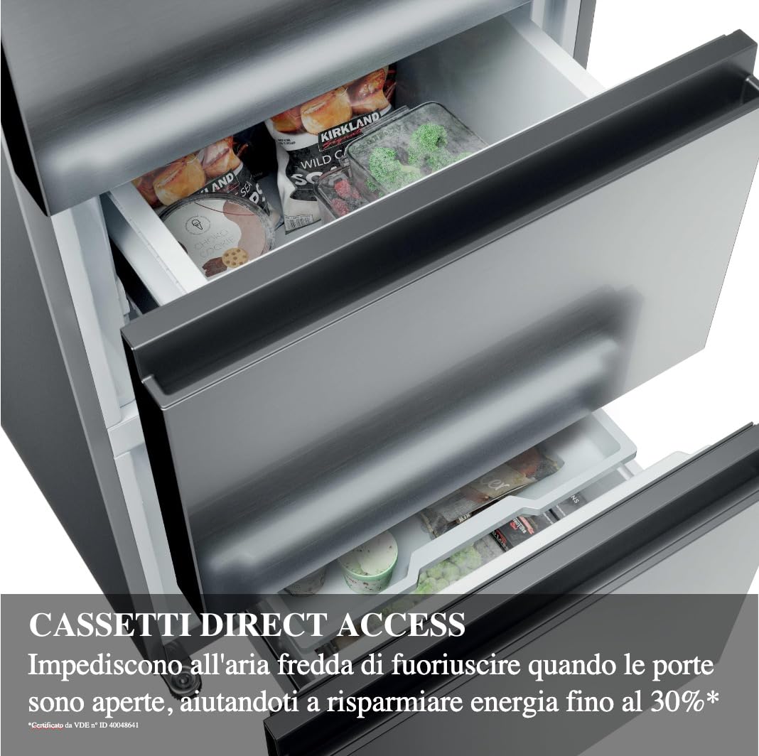 Haier French Door Kühl-Gefrierkombination 70 cm Breite I 402 L French Door Kühlschrank, freistehend I Doppeltür Kühlschrank mit Gefrierfach, No Frost I LED, Touch-Display I FD 70 SERIE 3 HFR3718ENMM