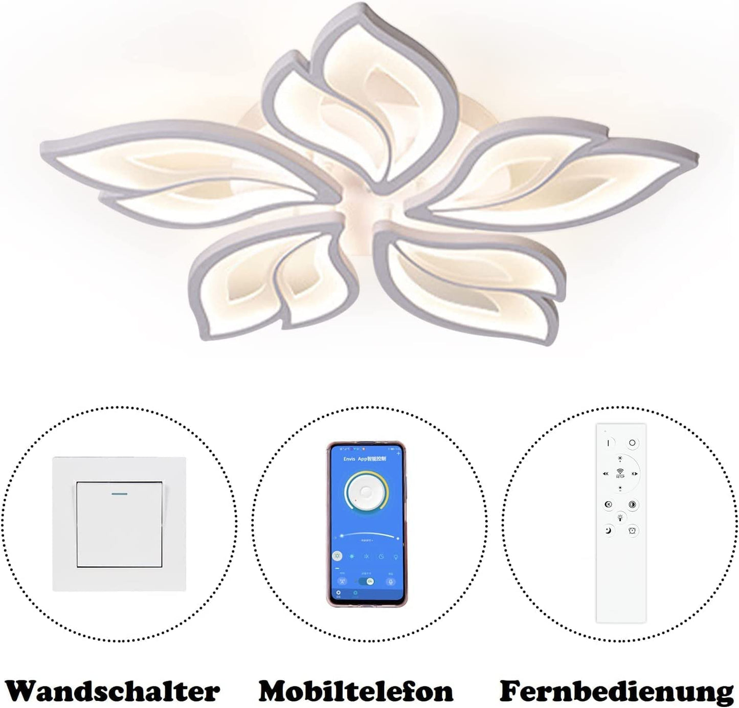 LED Deckenleuchte Dimmbar, 40W-80W Deckenlampe LED Wohnzimmerlampe mit Fernbedienung APP Farbwechsel - Moderne Wohnzimmerlampe Deckenleuchte Energie Sparen Dimming Deckenbeleuchtung Schlafzimmerlampe