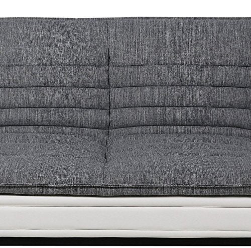 AC Design Furniture Jasper Bettcouch Dunkelgrau/Schwarz, Schlafsofa mit 3 Liegepositionen, Moderner 3-Sitzer Ohne Armlehne, Gepolstert mit Schwarzen Metallbeinen, L: 196 x H: 91 x T: 98 cm