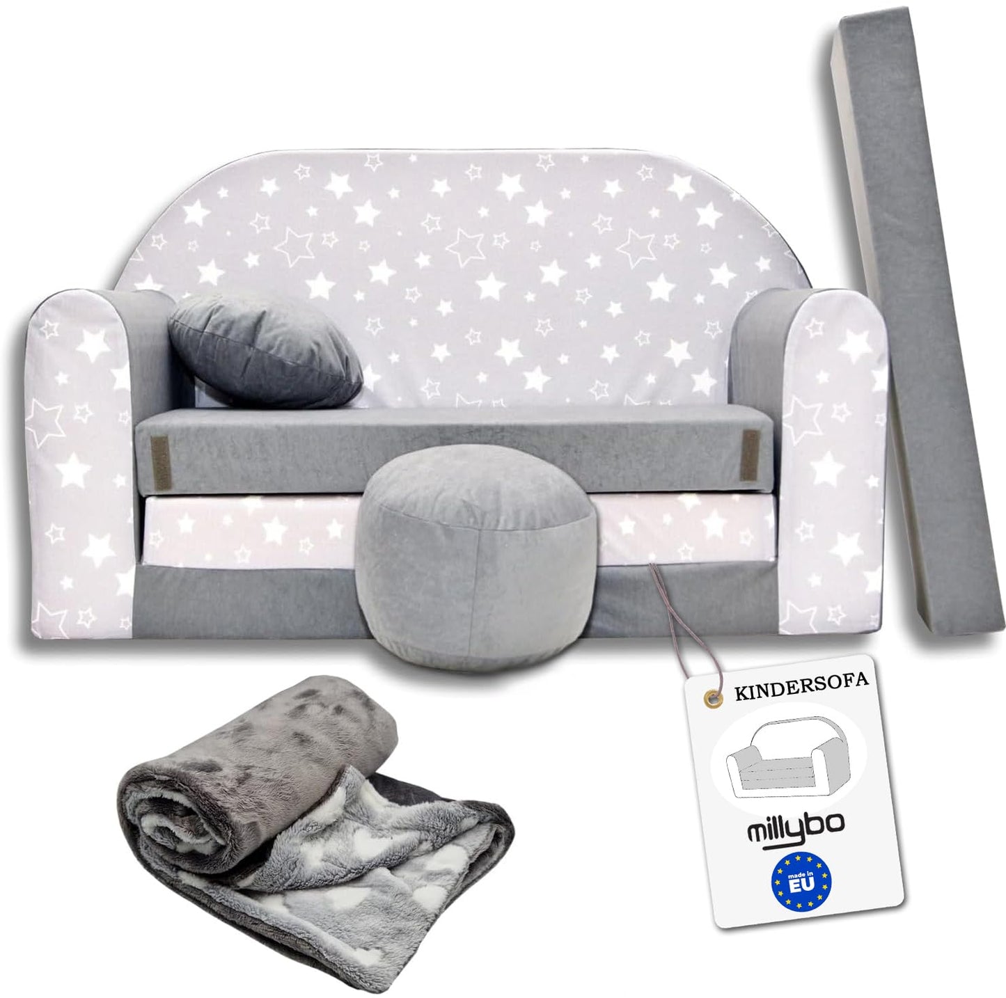 Children's Sofa with Sleep Function Foldable 3-in-1 Children's Sofa Play Sofa with Bed Function Girls Boys Bean Bag Mini Sofa Bed Children's Room Sleeping Chair (A39)