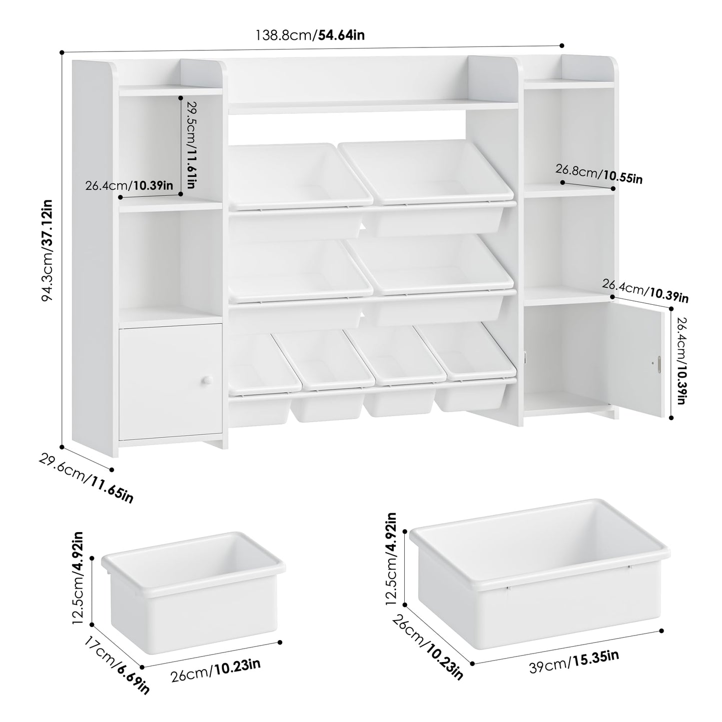 FOREHILL Kinderregal mit 8 Boxen Kinderschrank Holz Bücherregal für Kinder Aufbewahrungsbox Kinderzimmer Möbel mit Spielzeugkiste 138,8 x 94,3 x29,6 cm (rosa)