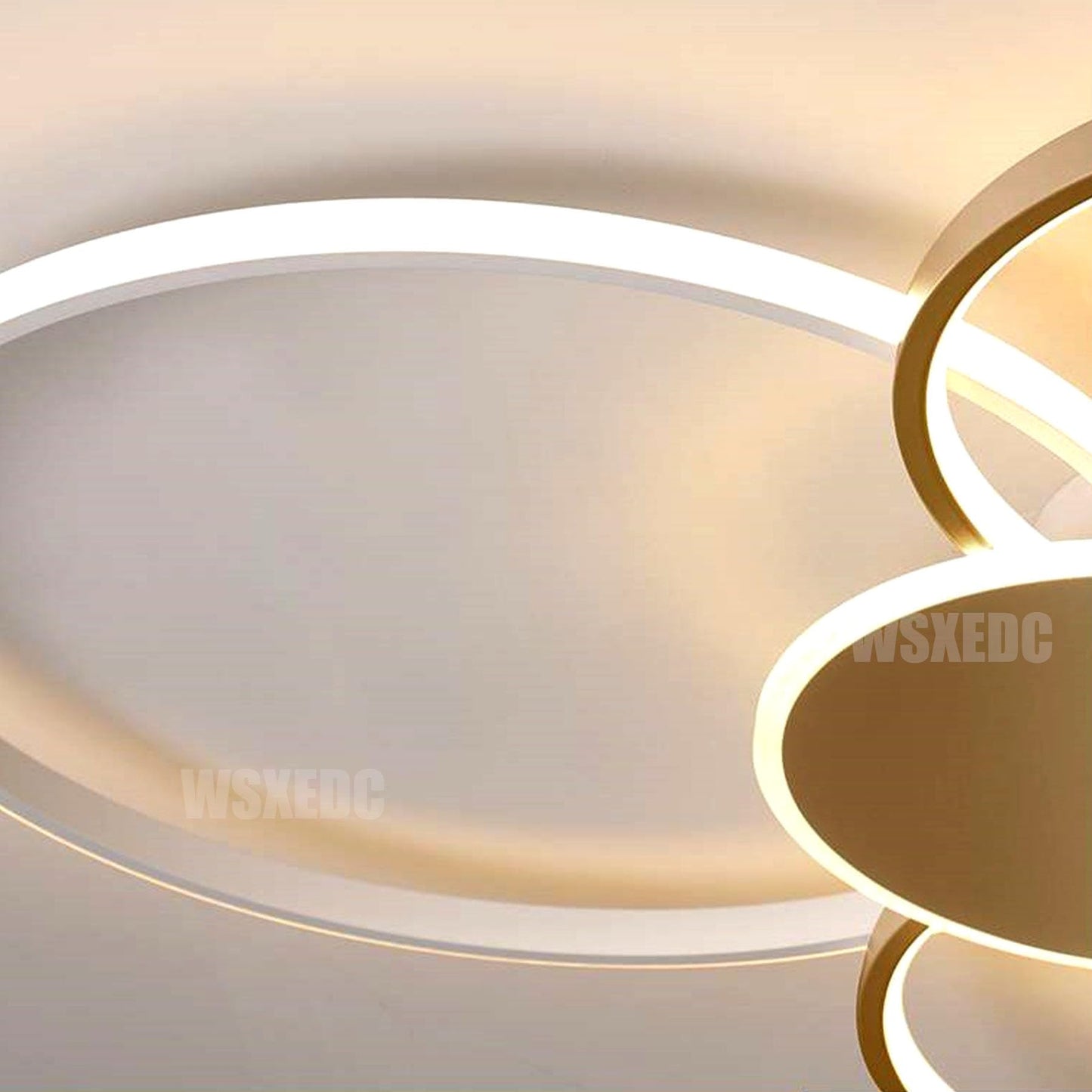 Dimmbare LED 6 Ring Wohnzimmerleuchte LED-Deckenleuchte moderne kreative Deckenbeleuchtung Innenbeleuchtung für die Augenpflege Für Schlafzimmer Büro Esszimmer Jugendzimmer (Weiß, L80cm 71W)