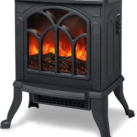 XMTECH 1500W Elektrokamin mit Heizlüfter Elektrischer Kamin Heizung, Heizer Ofen mit LED Kaminfeuer Flammeneffekt, PTC Heizleistung, geräuscharm, schwarz