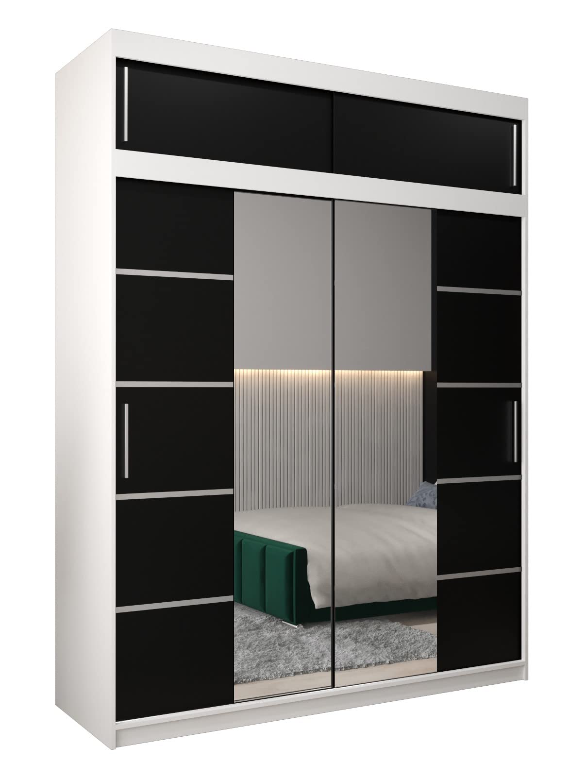 MEBLE KRYSPOL Verona 4 250 Bedroom Wardrobe Sliding Doors Cabinet with Mirror Wardrobe with Mirror Sliding Door Wardrobe Sliding Doors - 250 x 240 x 62 cm - Sonoma with Extension
