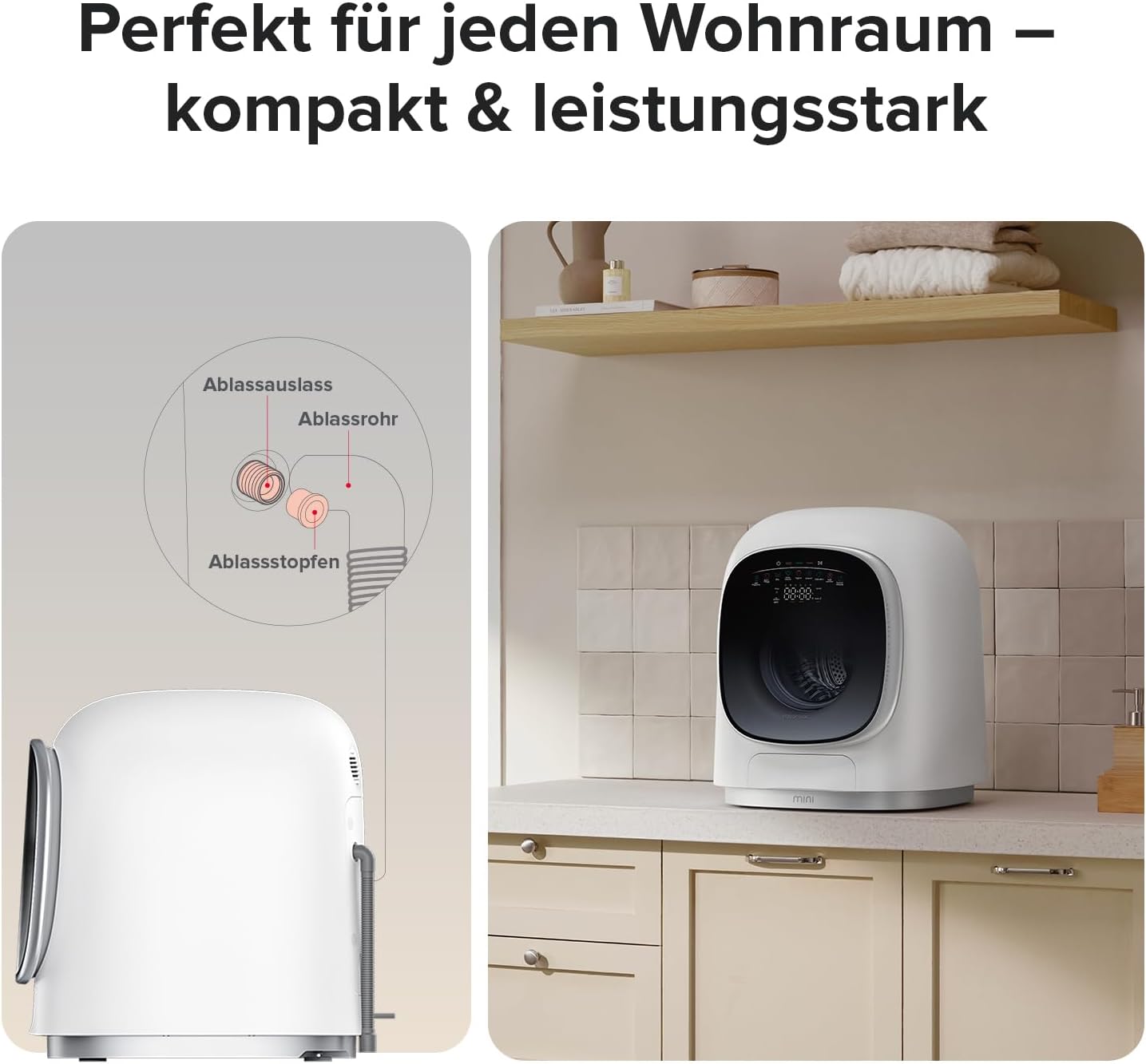 roborock Zeo Mini Waschtrockner / 1 kg Waschen & 0,5 kg Trocknen/Zeo-cycle Niedertemperatur-Trocknung/LintClear Selbstreinigungssystem/Intelligente Dosierung / 20+ Wasch- & Trockenprogramme