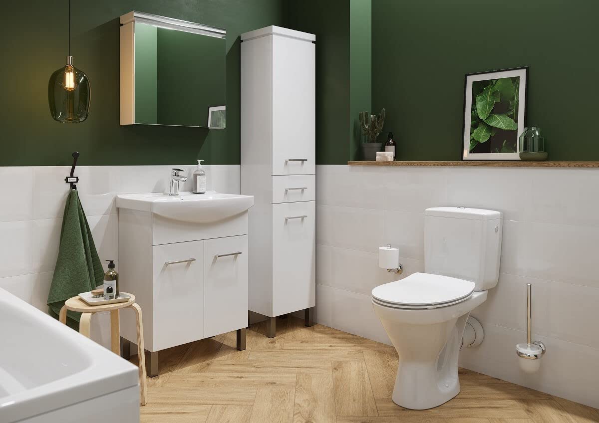 VBChome Spülrandloses WC Set aus Keramik mit Soft-Close Duroplast Sitz – Wandhängend mit waagerechtem Abgang, SimpleOn-Technologie, abnehmbarer Sitz, hygienisch & wassersparend, Weiß