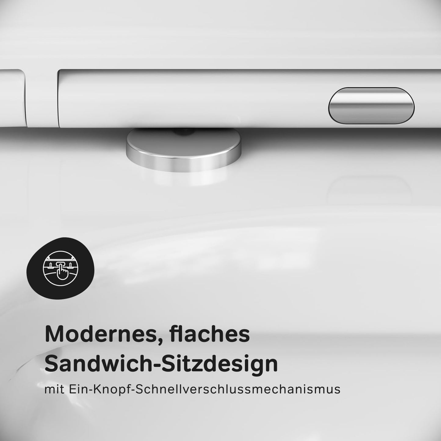 AM.PM X-Joy S - Spülrandlos Hänge WC, Tiefspül Toilette FlashClean, Wand WC mit Toilettendeckel mit Absenkautomatik, Hänge Toilette aus Keramik, Weiß, 50 cm lang