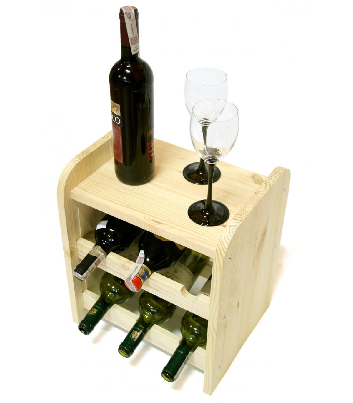 PROREGAL Weinregal PINOTWINE C | HxBxT 87,2x63,2x26,5cm | 42 Flaschen | Massives Kiefernholz | Natur unbehandelt | Weinhalter Weinständer Flaschenständer Flaschenregal Holzregal