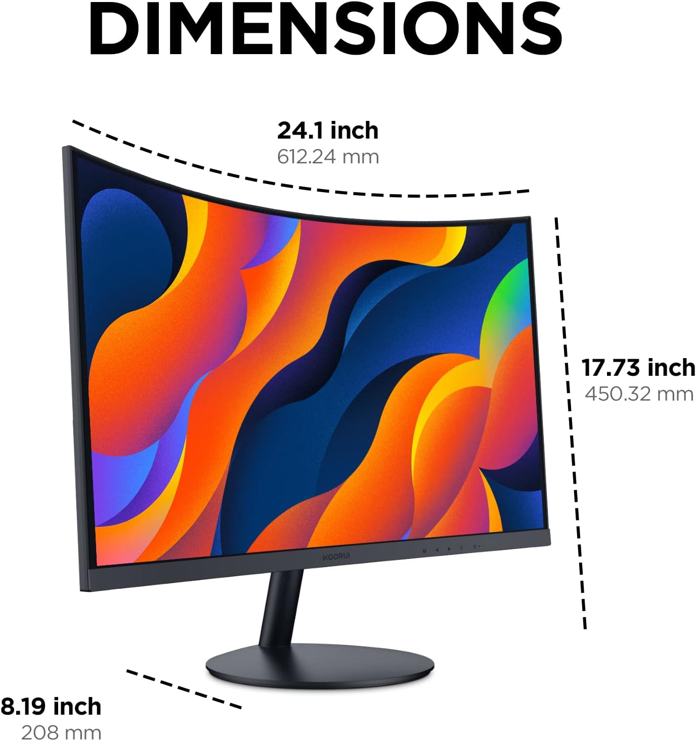 KOORUI Gaming Monitor 27 Zoll, Full HD Rahmenlos Bildschirm 165Hz Adaptive Sync (1ms, VA-Panel, Eye-Care, 1920 x 1080, 2xHDMI 2.0, & DisplayPort 1.4, VESA 75x75mm, DCI-P3 90%)