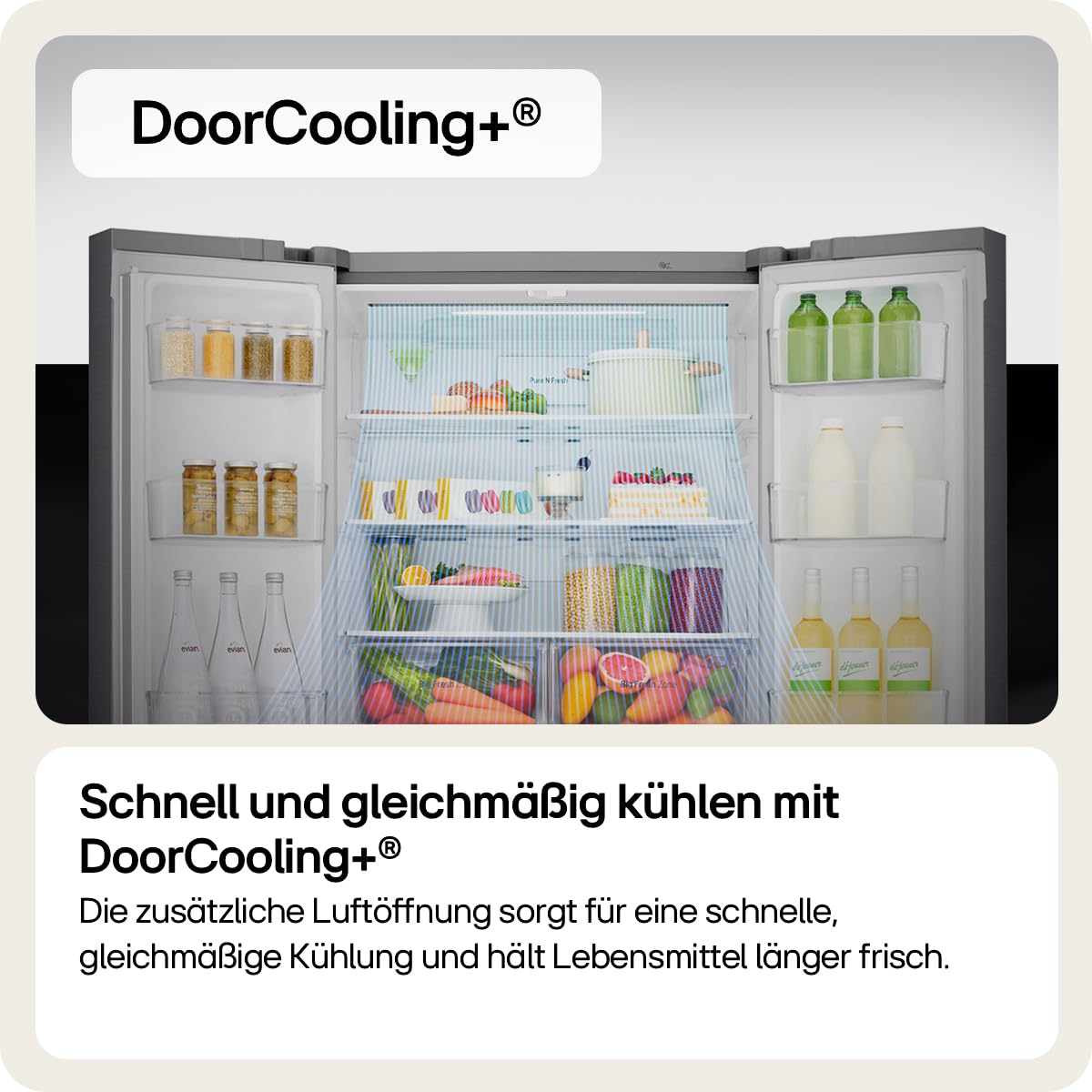 LG GSXE90MBDD Side by Side Kühlschrank mit InstaView Craft Ice | Door in Door | Crushed Ice -und Wasserspender EEK: Klasse D | 628 Liter Kapazität | Festwasseranschluss | Total No Frost