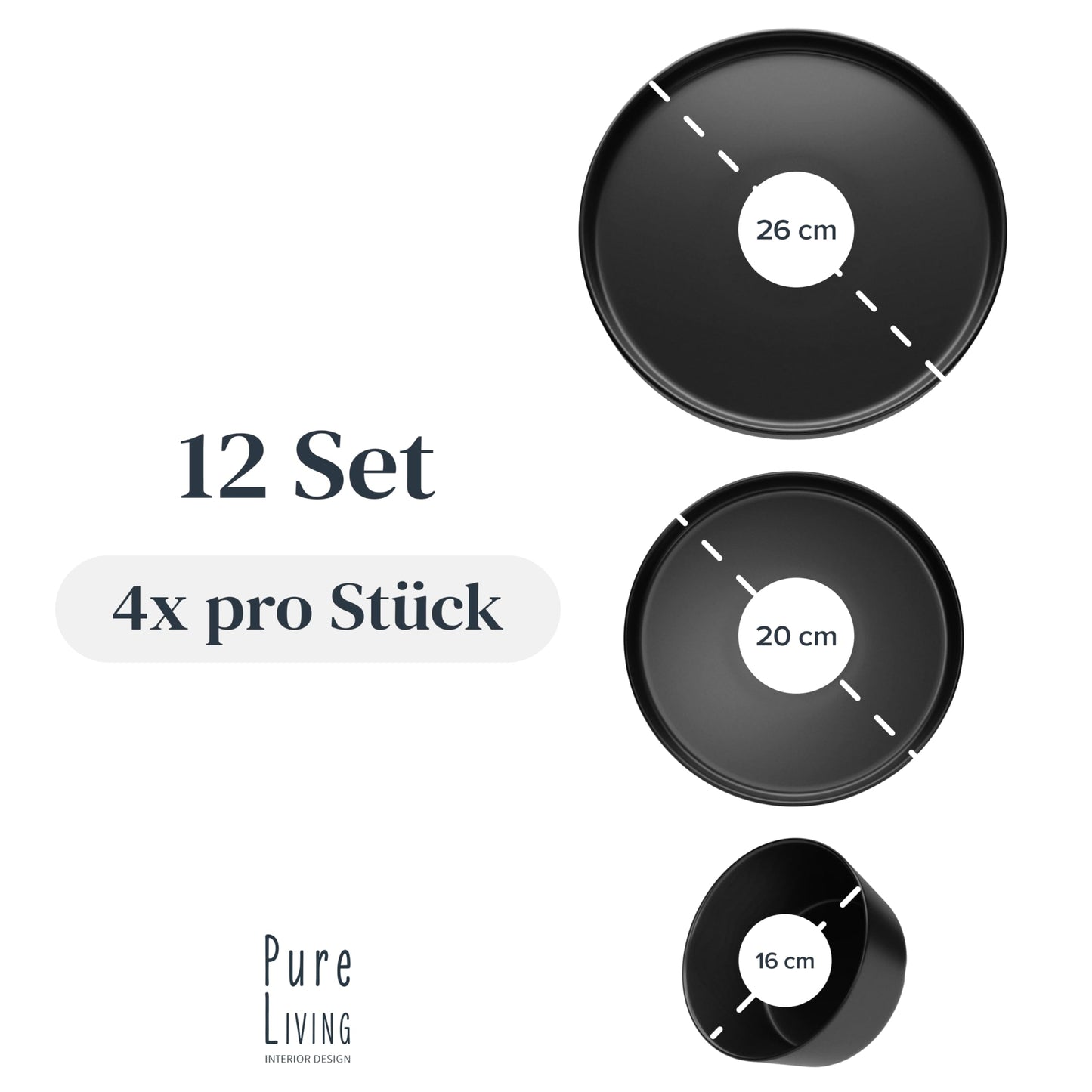 Steingut Geschirrset 6 Personen Manhattan 24 tlg. TESTSIEGER, Cooles Urbanes Steingut Geschirr Set, Schüssel- und Teller Set, Tafelservice 6 Personen, Geschirrsets Pure Living in matt Schwarz