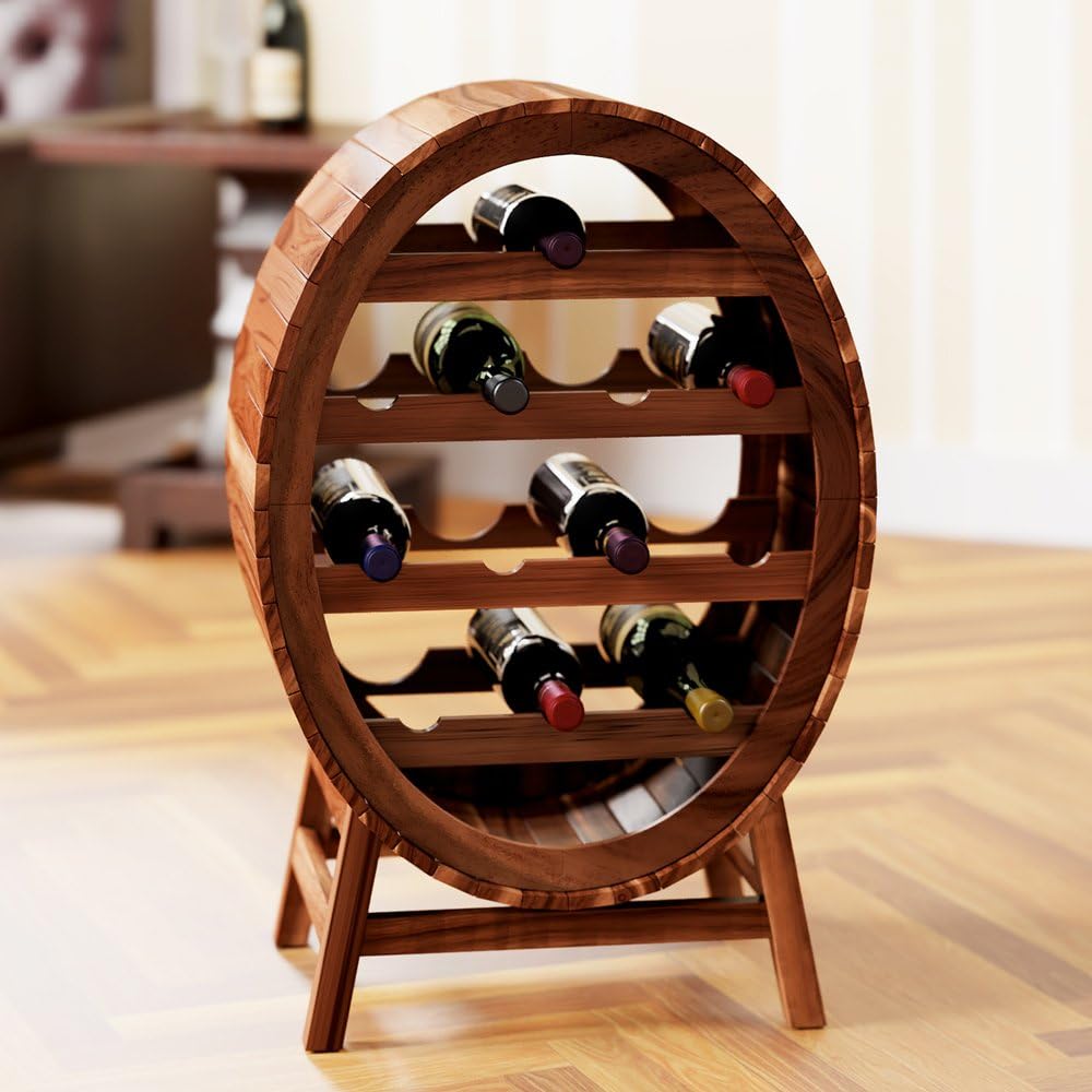 Casaria® Weinregal Fass 12 Flaschen Akazie Massiv Holz Rustikal 90x50x30cm Stehend Keller Küche Wohnzimmer Bar Weinfass Flaschenregal Weinständer Regal
