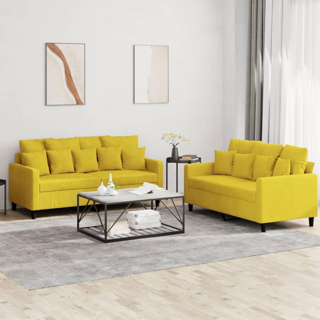 Willood 3-TLG. Sofagarnitur mit Kissen Dunkelgrau Samt,Sofa geeignet für Wohnzimmer, Sofa Set, mit Armlehnen und Kissen