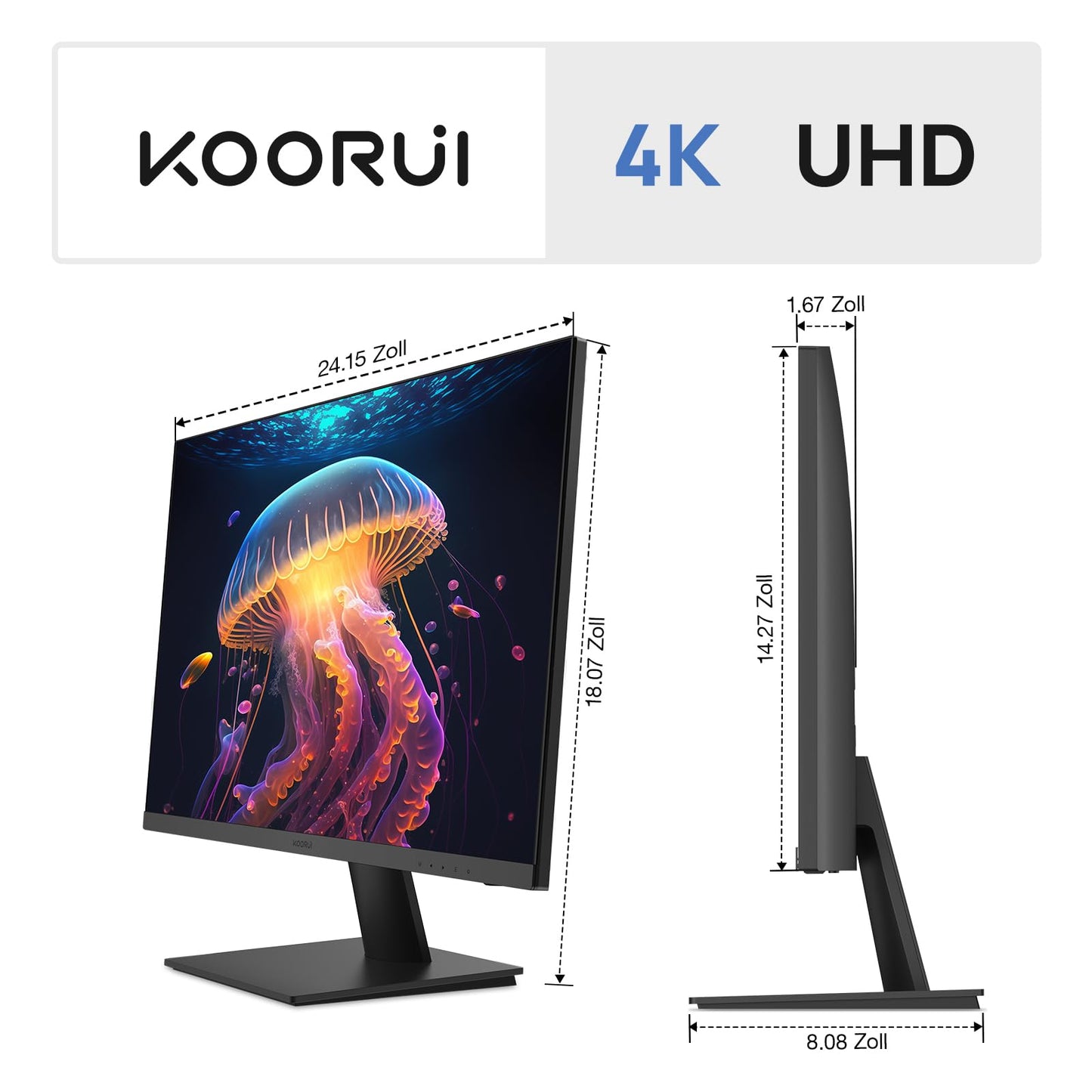 KOORUI E2711F 27 Inch Monitor, FHD 1920 x 1080 100Hz PC Monitor, Adaptive Sync HDMI 1.4, Eye Care Screen, -5° ~ 15° Tilt, VESA 100 x 100 mm