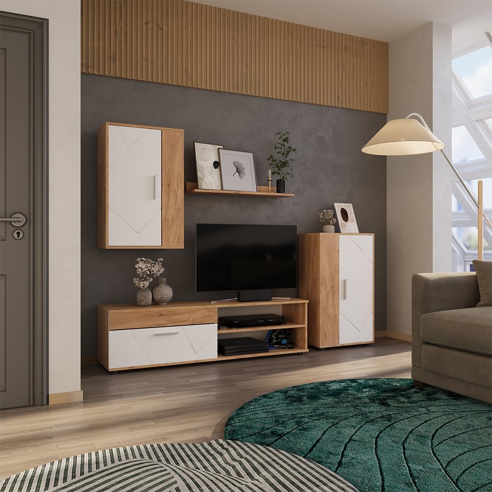 Vicco Berno TV Wall Unit Beige / Anthracite Set of 4