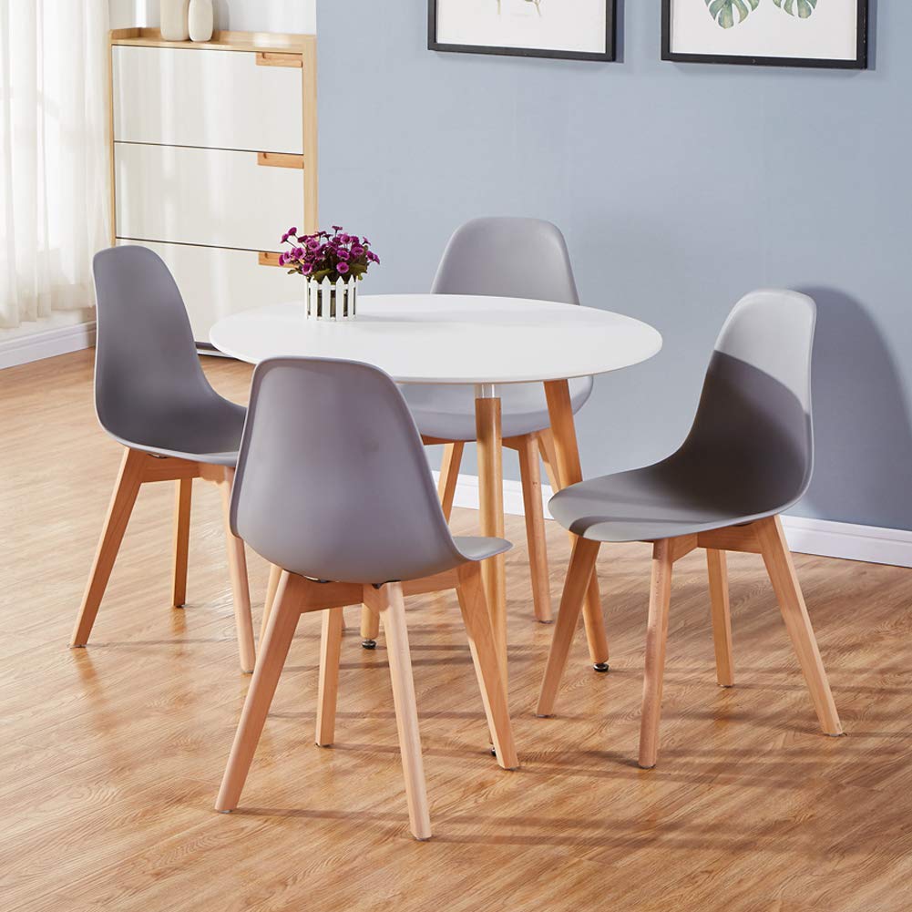 GOLDFAN Glas Esstisch Esszimmertisch Küchentisch Glas Moderner Stil Runder Tisch für Wohnzimmer Büro Küche Silber