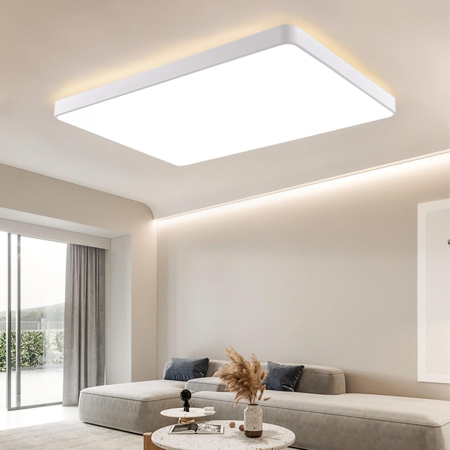 JDONG 90W LED Deckenleuchte Dimmbar 90x55CM Deckenlampe mit Fernbedienung 3000K-6500K Helligkeit einstellbar moderne Rechteckige Leuchte für Wohnzimmer