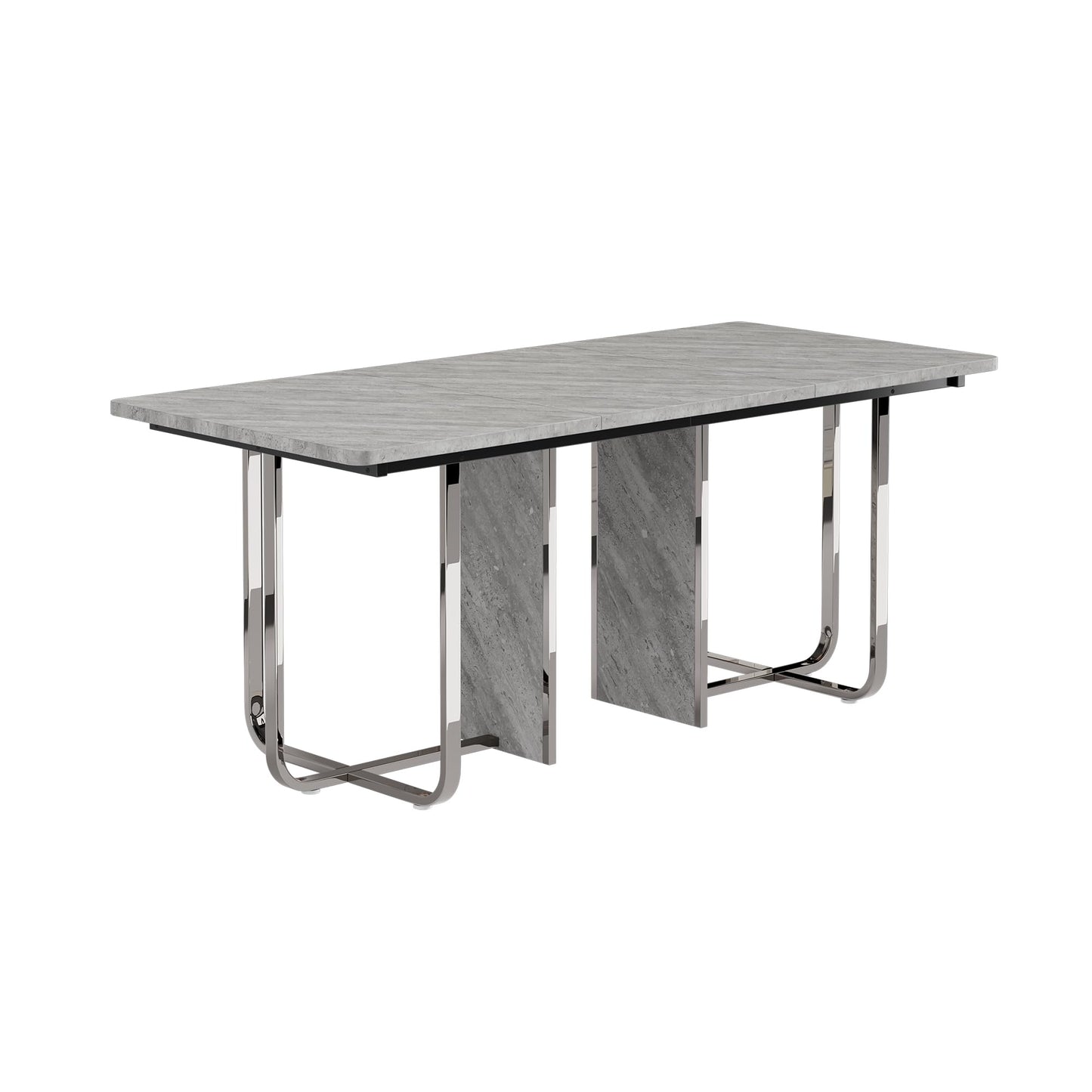 Merax Esstisch, Ausziehbar Esszimmertisch mit Tischbeine aus Metall, Rechteckiger Küchentisch für Wohnzimmer und Esszimmer, Grau