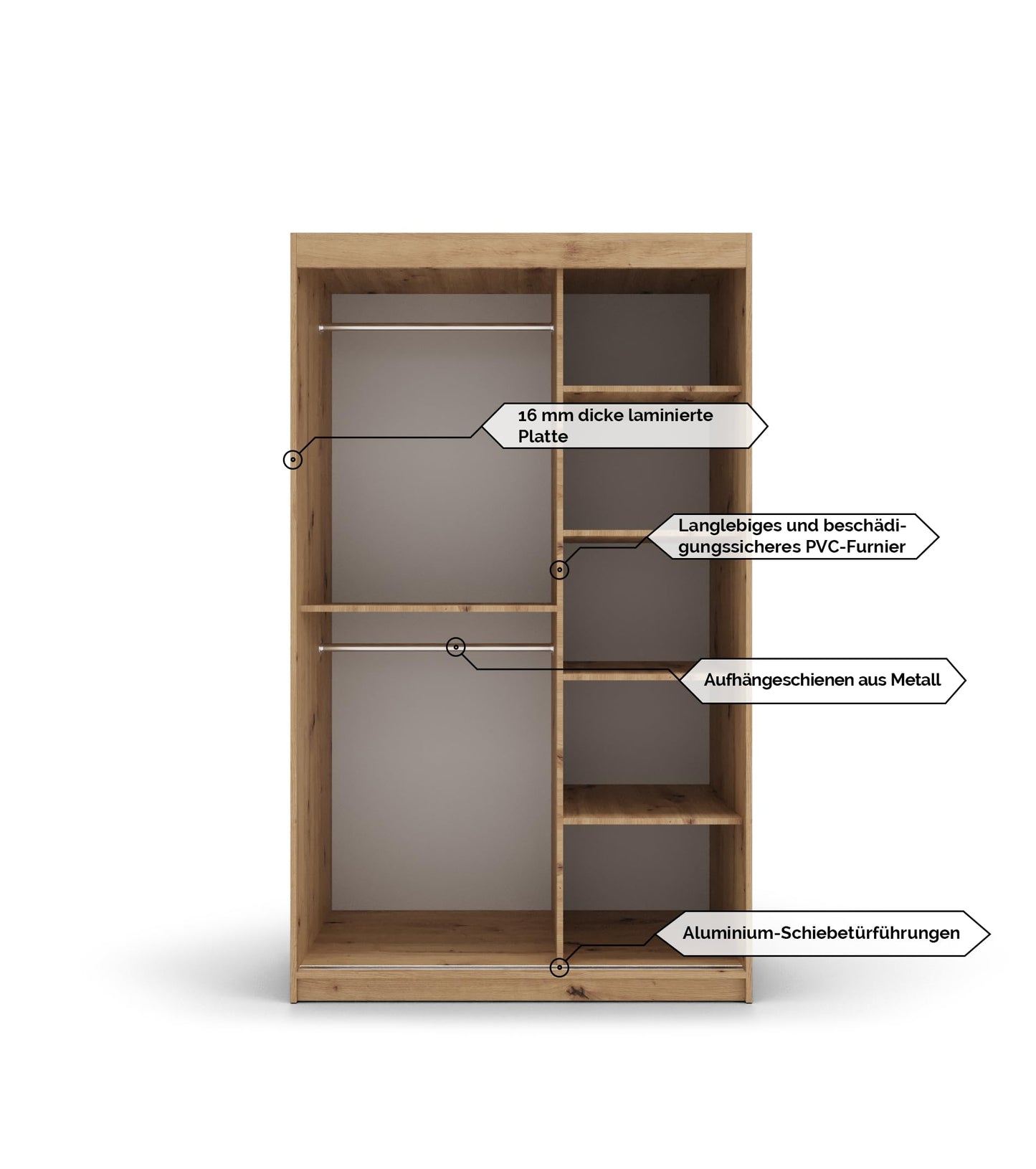 MEBLE KRYSPOL Verona 4 250 Bedroom Wardrobe Sliding Doors Cabinet with Mirror Wardrobe with Mirror Sliding Door Wardrobe Sliding Doors - 250 x 240 x 62 cm - Sonoma with Extension