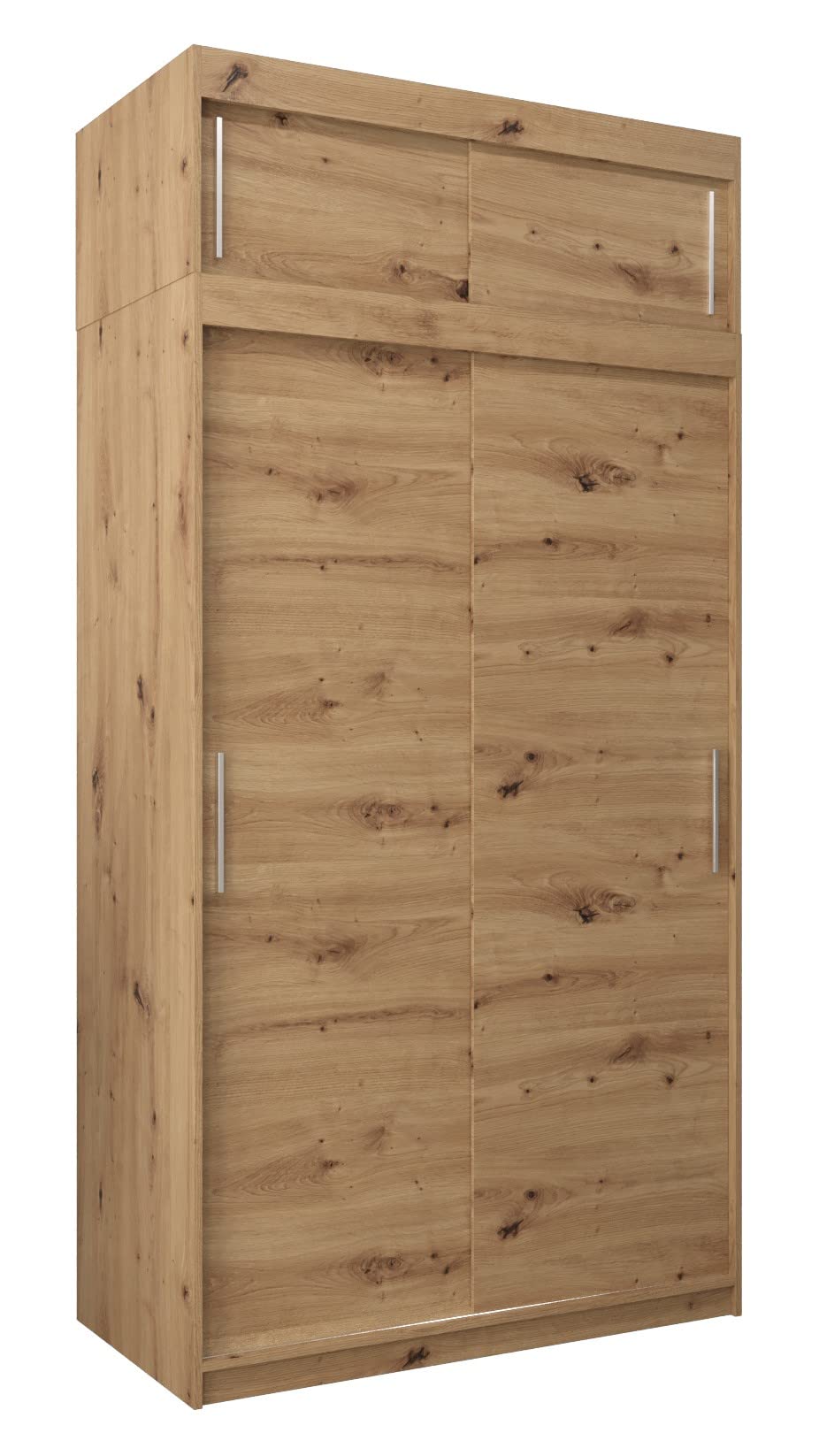 MEBLE KRYSPOL Tokyo 250 Wardrobe with Three Sliding Doors for Bedroom – Modern Storage Cabinet with Clothes Rail and Shelves – 250 x 200 x 62 cm – Matte Black and Artisan