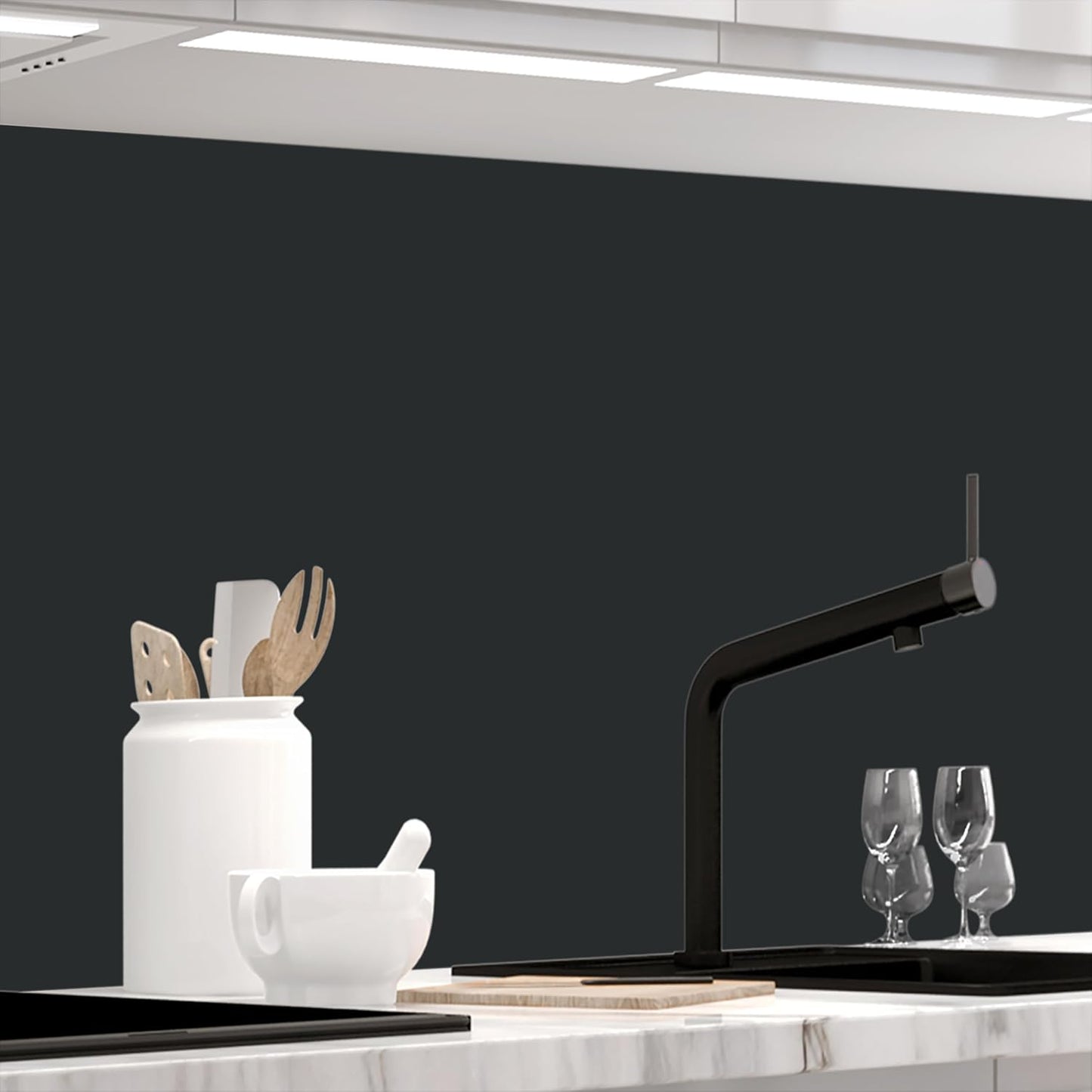 StickerProfis Küchenrückwand selbstklebend Matt-Optik - MARMOR Black - 0.5mm, versteifte PET Folie, PRO 60 x 80cm