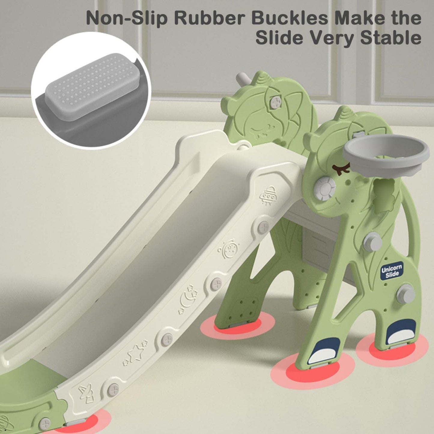 Kakbgee 8-in-1 Kinder Rutsche, Baby Slide, Mini-Bus, 2m HDPE Kinderrutsche - mit Geländer, Futschfesten Stufen, Tunnel, Stauraum, Gartenrutsche Spielplatz für Drinnen/draußen, ab 6 Monaten, Grau