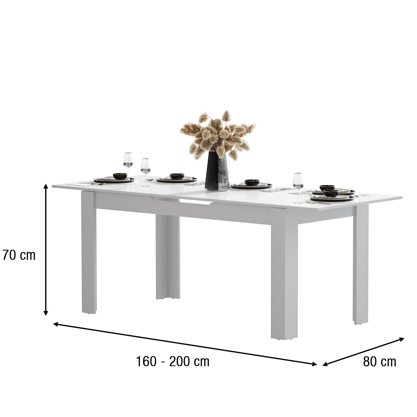 Newfurn Dining Table Wild Oak Dining Room Table Kitchen Table Dining Table II 120 x 76.5 x 70 cm (W x H x D) Extendible up to 160 cm including 40 cm Table Top Anthracite Kitchen Table Dining Table