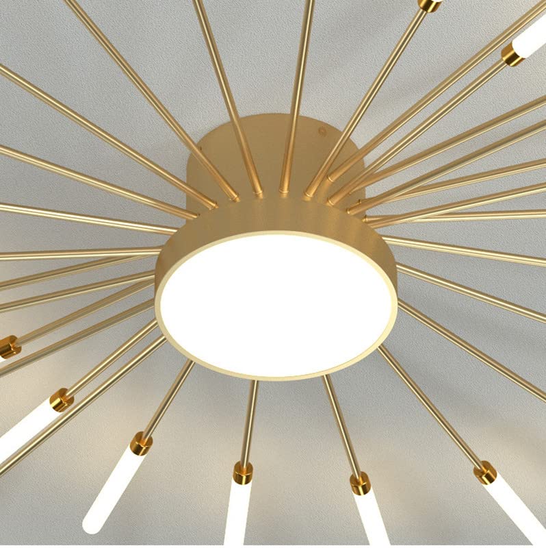 minifair Moderne LED-Deckenleuchte, 12 + 1 Köpfe, halbbündige Deckenleuchte, goldene Kronleuchter, Deckenbeleuchtung für Schlafzimmer, Wohnzimmer, Küche, Esszimmer, Restaurant