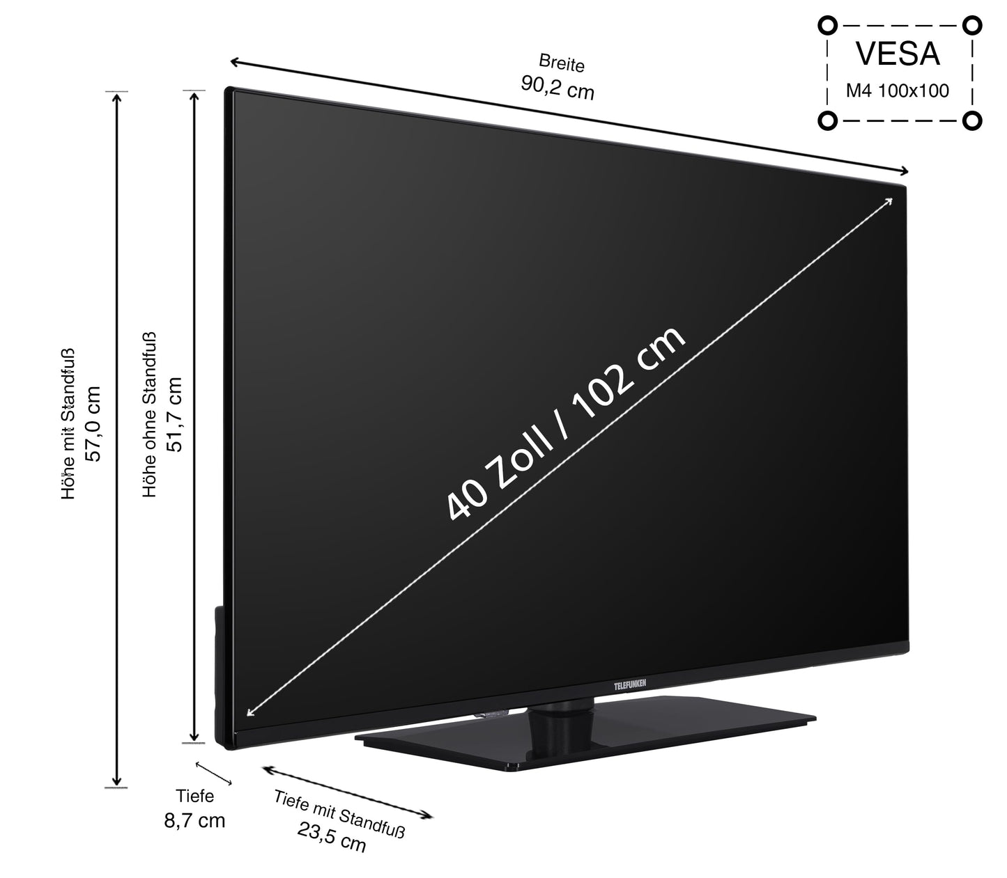 TELEFUNKEN VIDAA D43U790B2CW 4K TV 43 Inch Smart TV UHD, HDR TV with Dolby Vision, Triple Tuner and 6 Months HD+ Including LED TV, Black
