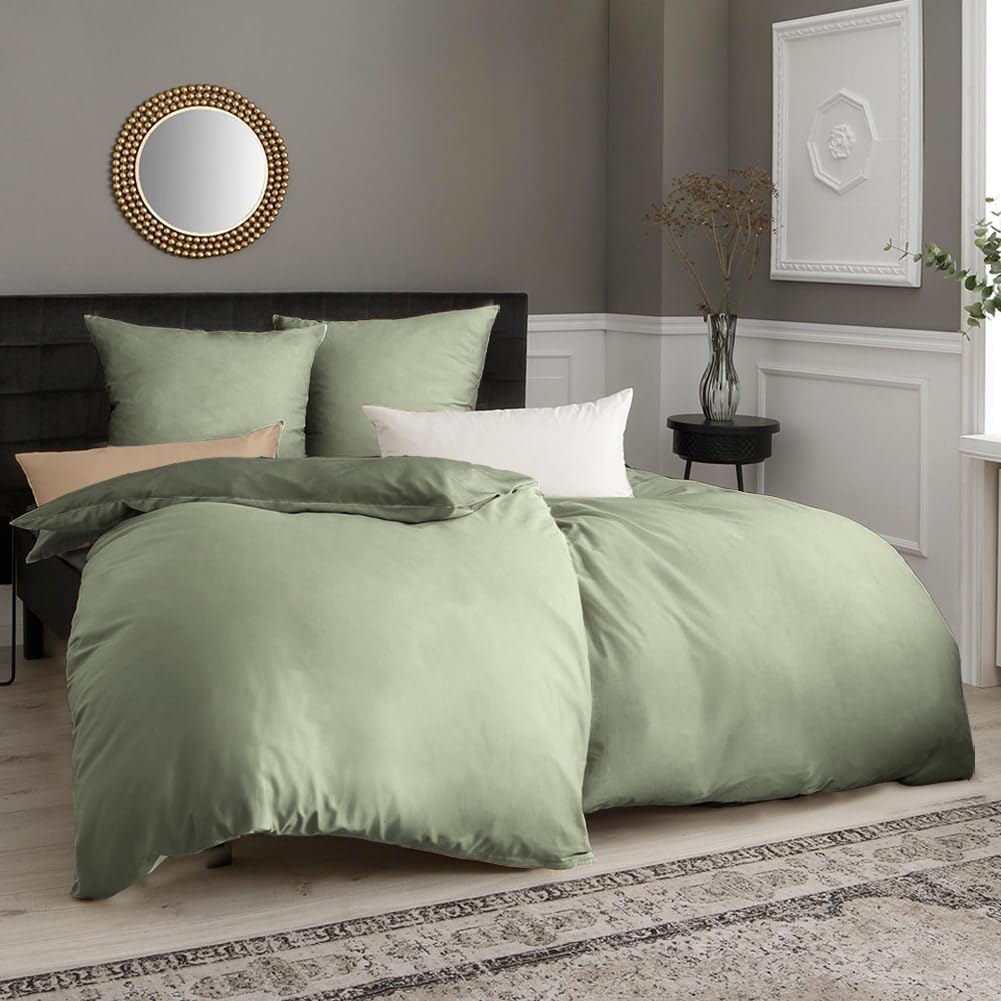 Soifox Bed Linen Set, Grey Anthracite, Microfibre, Non-Iron and Wrinkle-Free Duvet Cover 200 x 200 cm with Set of 2 Pillowcases 80 x 80 cm, Bed Linen with Zip