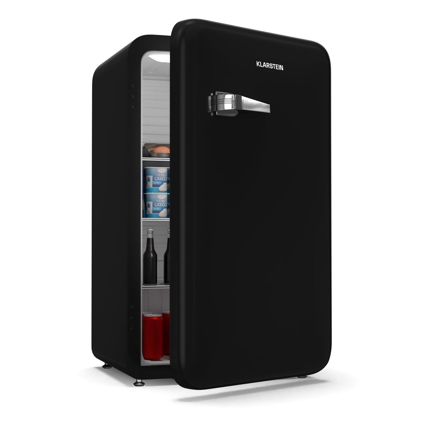 Klarstein Kühlschrank, Mini-Kühlschrank für Getränke, Kühlschrank Klein, Kleiner Kühlschrank Lautlos, Skincare Fridge, Vintage Design, Camping Kühlschrank, Minikühlschrank für Zimmer, 0-10°C, 70 L