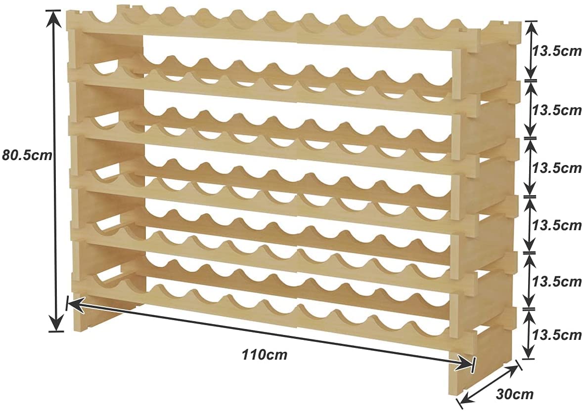 sogesfurniture Weinregal Flaschenregal mit 4 Ebenen für 32 Flaschen Wein Holzregal Weinhalter Weinständer Flaschenständer für Küche, Esszimmer, Bar, 90x30x54cm, BHEU-BY-WS4832M