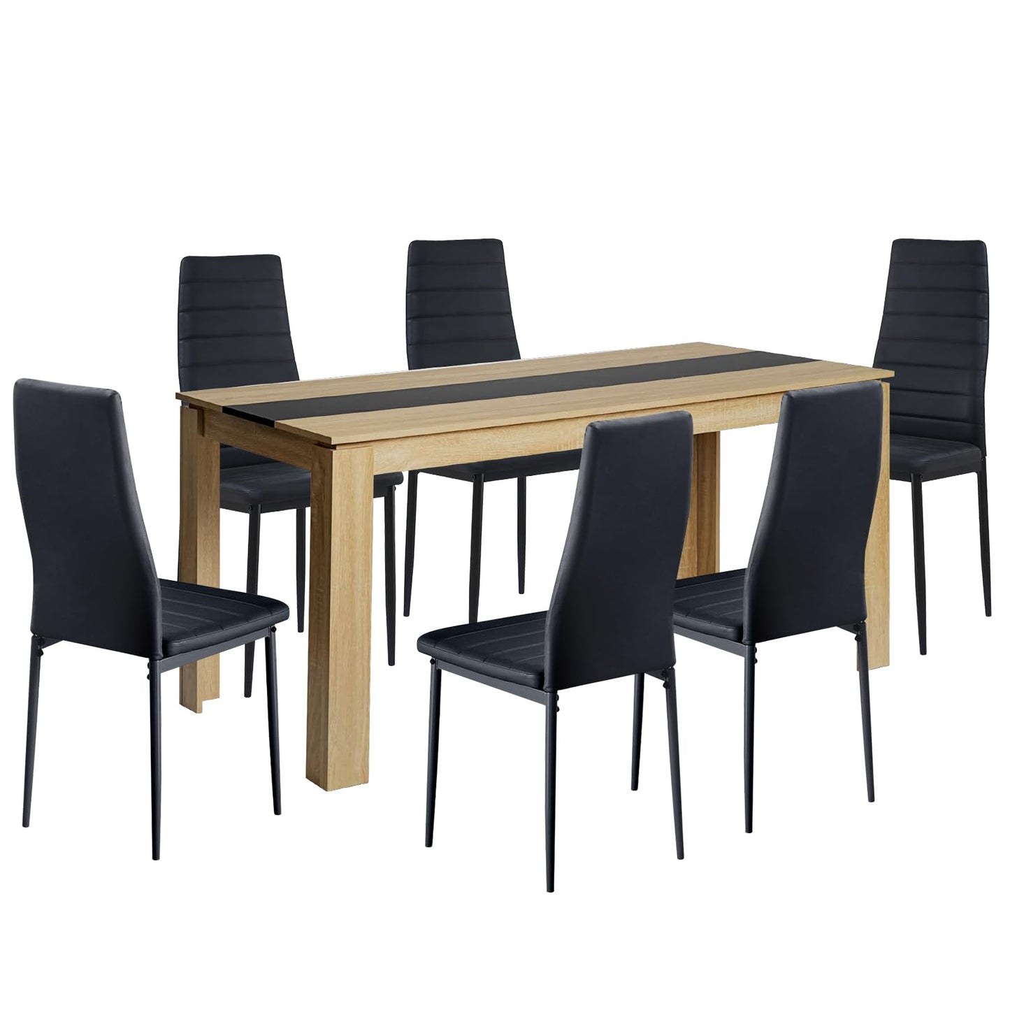 FURNITABLE Esstisch mit 4 Stühlen Esszimmergruppe, 4er Set Esszimmerstühle und Rechteckig Holztisch Essgruppe für Wohnzimmer Küche Büro (110 * 70cm Tisch+4 Schwarz Stühle)
