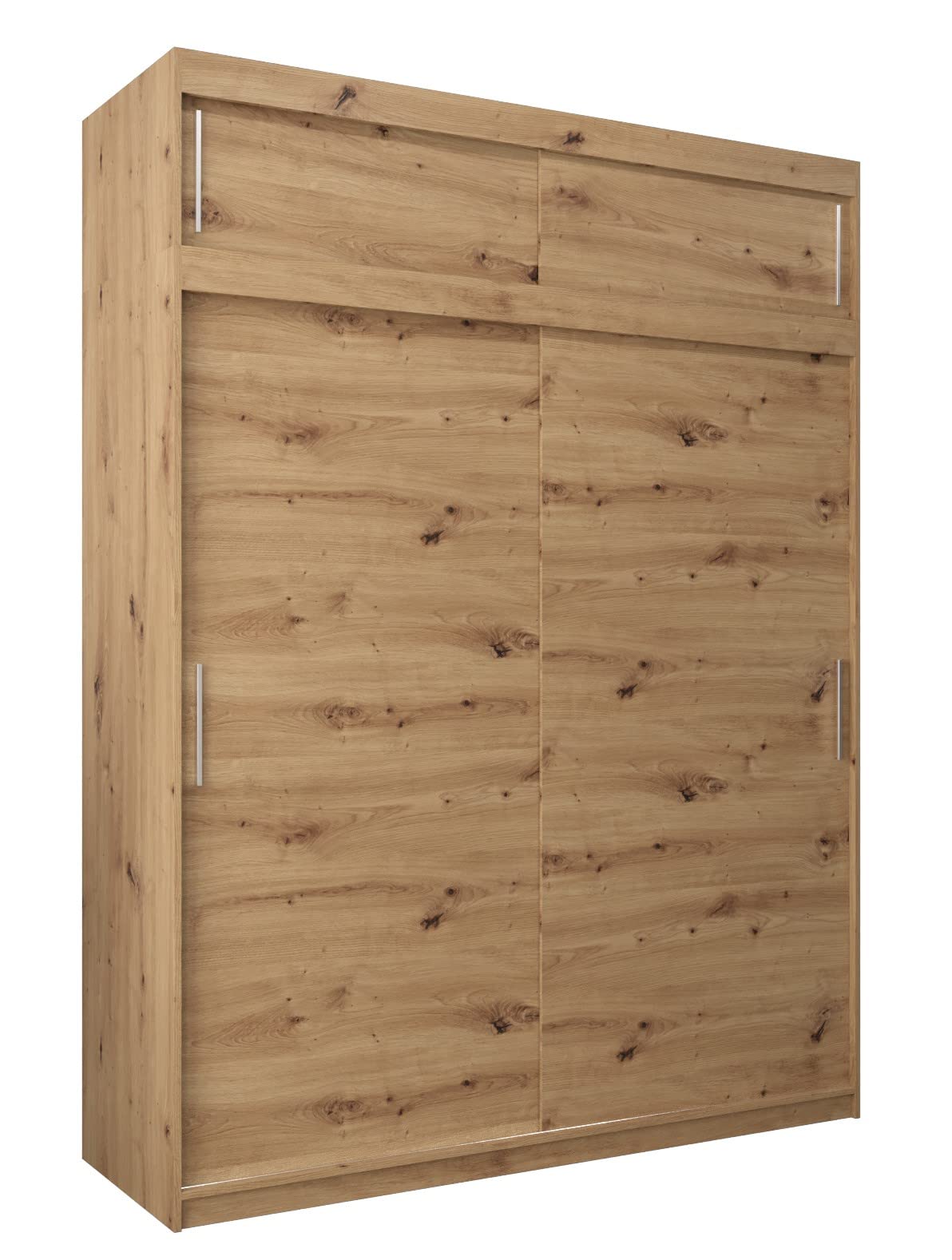 MEBLE KRYSPOL Tokyo 250 Wardrobe with Three Sliding Doors for Bedroom – Modern Storage Cabinet with Clothes Rail and Shelves – 250 x 200 x 62 cm – Matte Black and Artisan