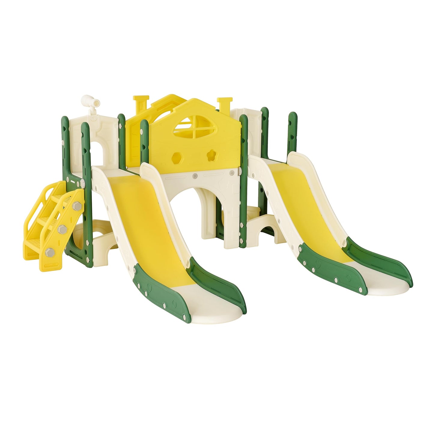DADEA 6 in 1 Kinderrutsche mit Korb, Rutsche und Schaukel für Kinder im Freien Grün, 150 × 150 × 115 cm, Babyschaukel und Rutsche für Kinder zu Hause Schaukel Kinderrutsche, Grün