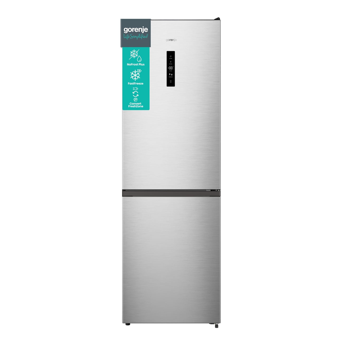 Gorenje N 619EAW4 Fridge-Freezer Combination, LED Display, 186 cm, 300 L, NoFrostPlus, Vegetable Compartment with Moisture Control, FastFreeze, White