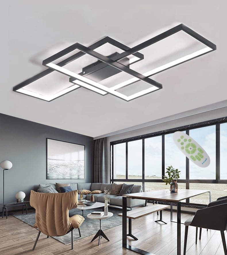 Qiaomao LED Deckenleuchte Modern Lampe Wohnzimmer mit Fernbedienung Weiß (90x50x9cm, 80w) Dimmbar Deckenlampe Stufenloses Dimmen Schlafzimmerlampe, Groß Deckenleuchten für Schlafzimmer Büro Esszimmer