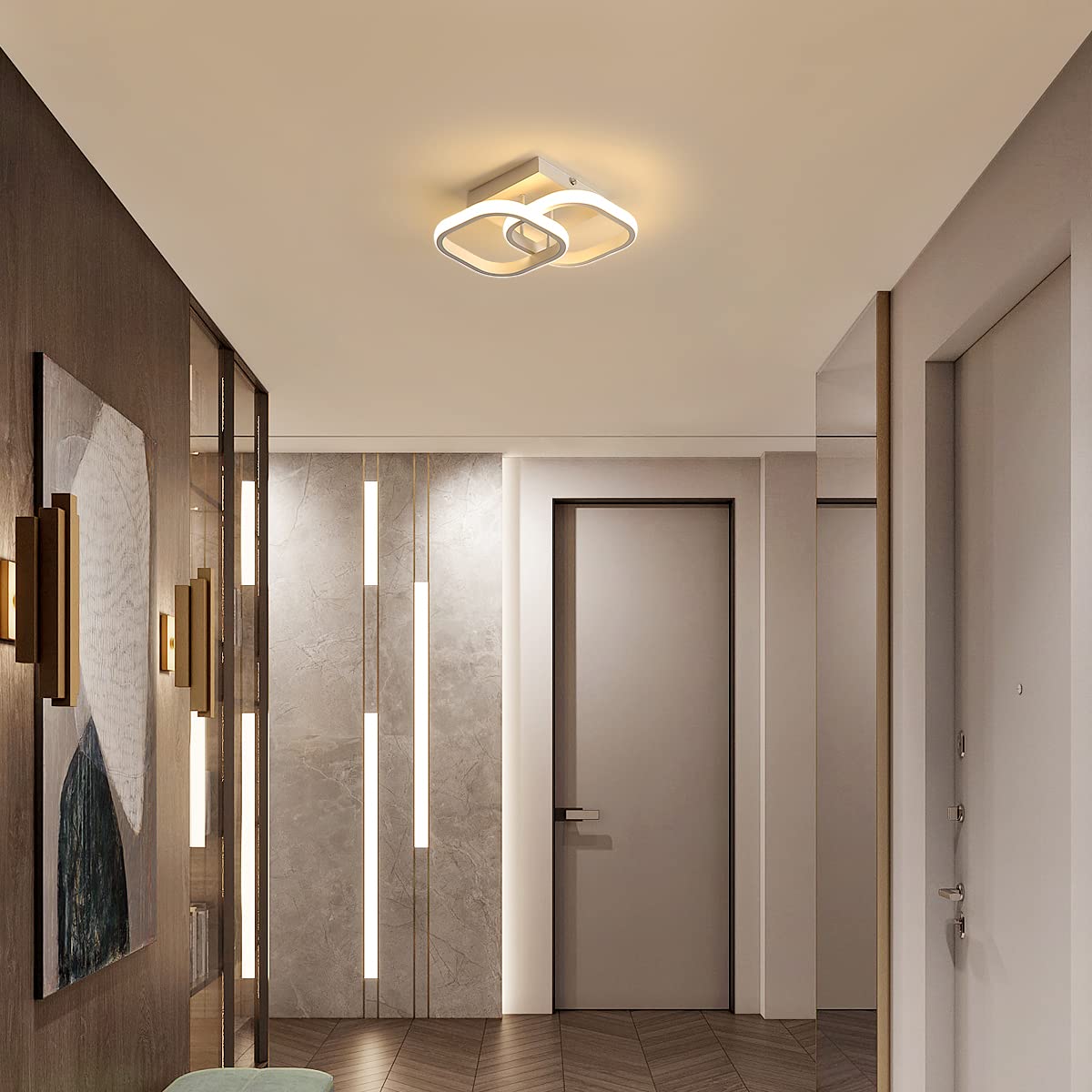 SENQIU 2 Stücke LED Deckenleuchte, 22W Modern Quadratisch LED Deckenlampe, Deckenleuchten Weiße aus Aluminium für Wohnzimmer Schlafzimmer Küche, Warmweiß 3000K
