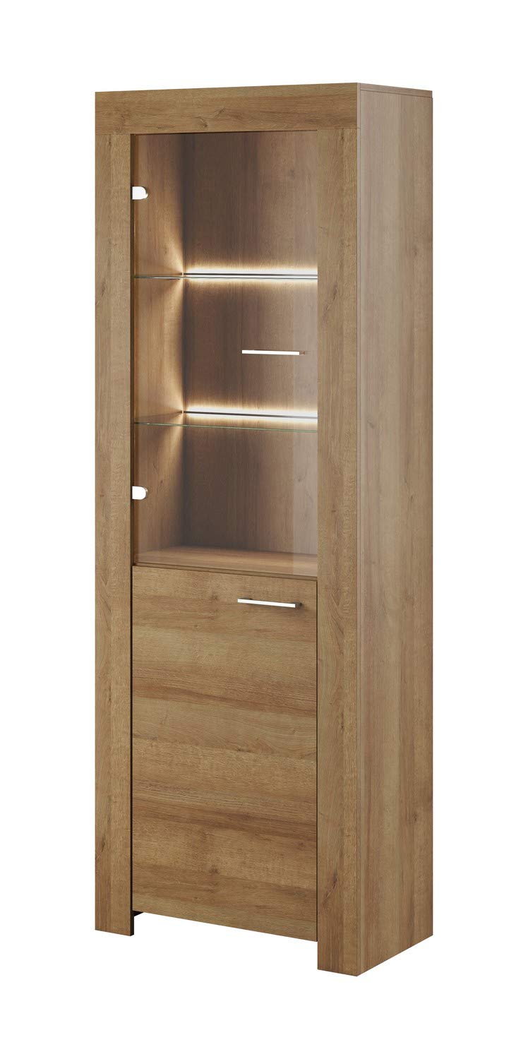 Furniture24 Wohnzimmer Set Wohnwand Sky Tv Schrank Vitrine Hängeregal Kommode Sideboard Couchtisch (Riviera Eiche)