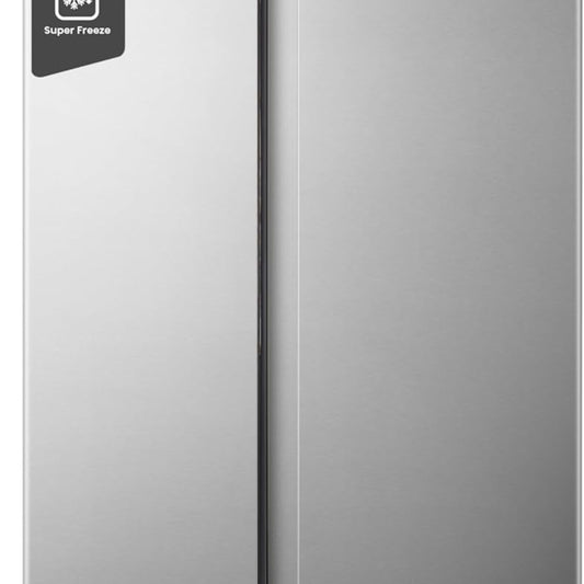 Hisense RS677N4BIE Side-by-Side Fridge Freezer / NoFrostPlus / Multiflow 360° / SuperCool / BigBox / 179.3 cm / Fridge Capacity 334 L / Freezer Capacity 185 L / 42 dB / 309 kWh Year / Stainless Steel Look