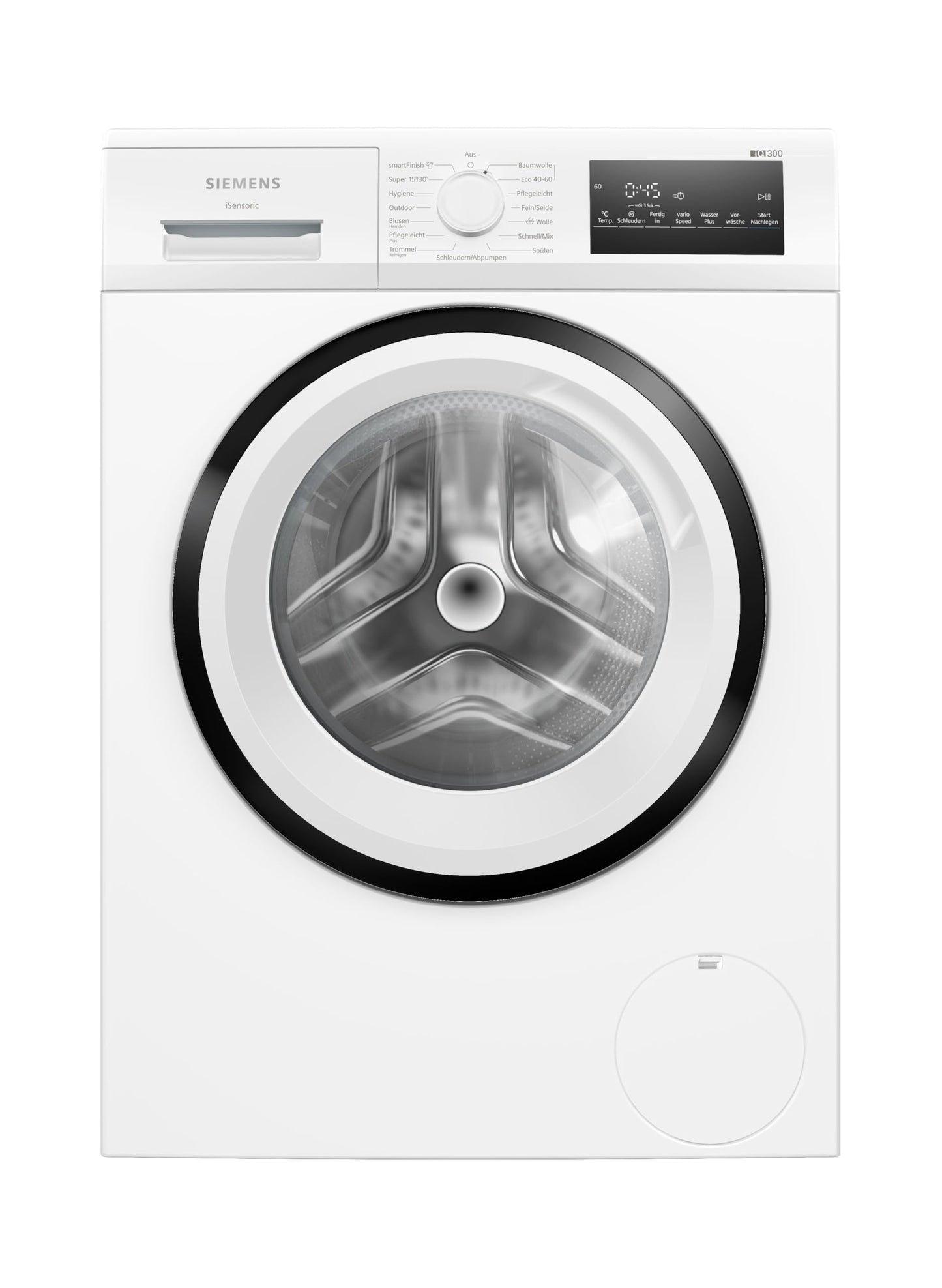 Siemens WM14N12A Waschmaschine iQ300, Frontlader mit 9kg Fassungsvermögen, 1400 UpM, speedPack L, smartFinish, Outdoor-Programm, LED-Display, Weiß, 60cm