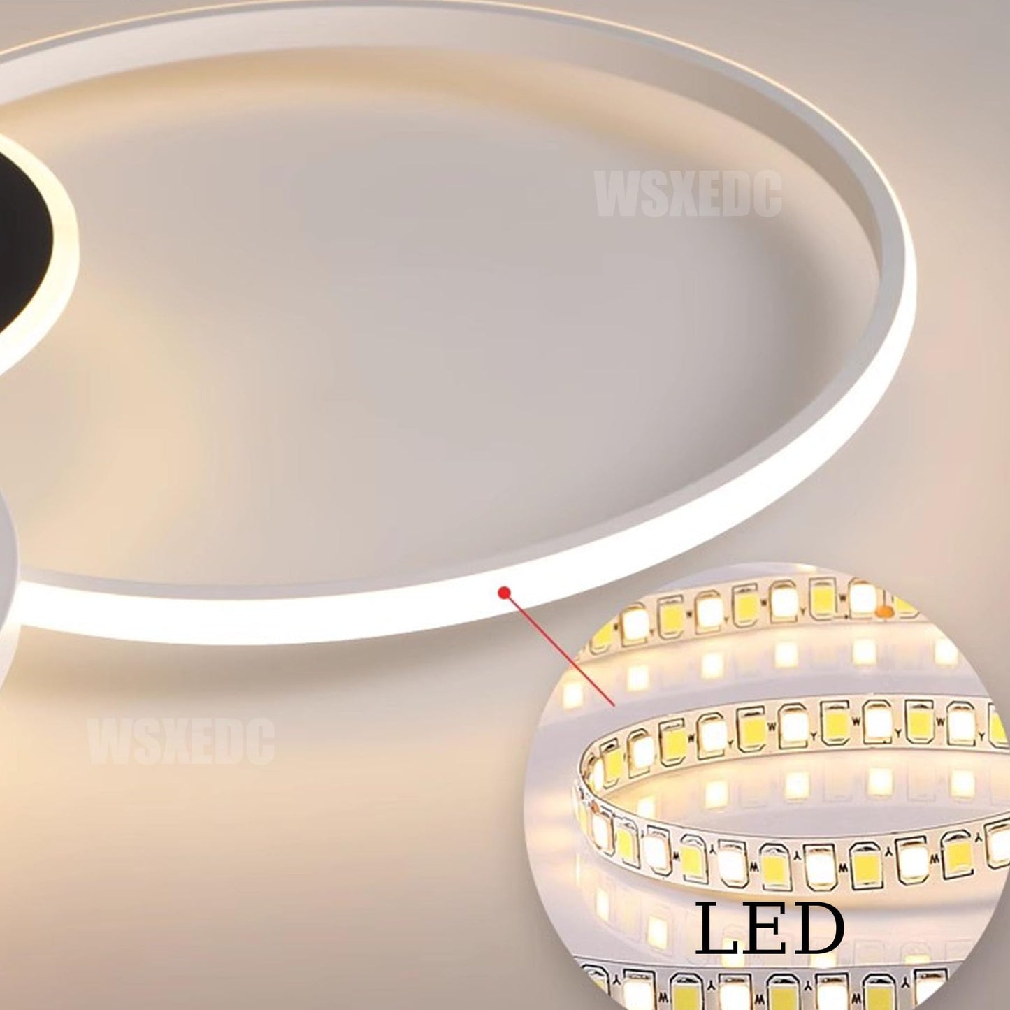 Dimmbare LED 6 Ring Wohnzimmerleuchte LED-Deckenleuchte moderne kreative Deckenbeleuchtung Innenbeleuchtung für die Augenpflege Für Schlafzimmer Büro Esszimmer Jugendzimmer (Weiß, L80cm 71W)