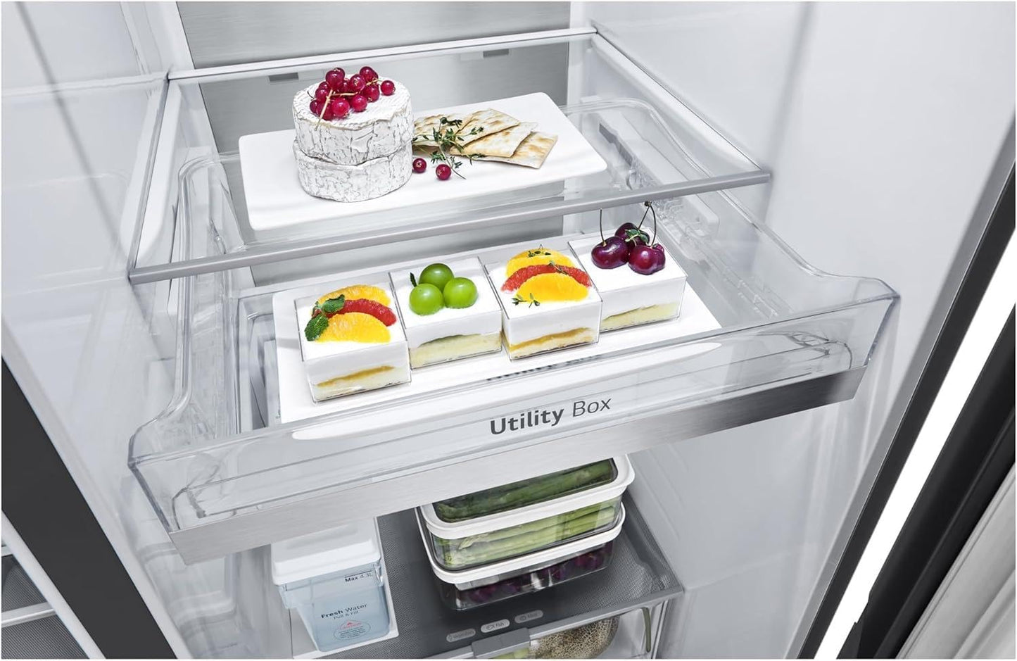 LG GSLC40PYPE Side-by-Side Kühlschrank ǀ Smart Inverter Compressor ǀ Eis- und Wasserspenderǀ Total No Frost Technologie ǀ EEK E ǀ 638 L