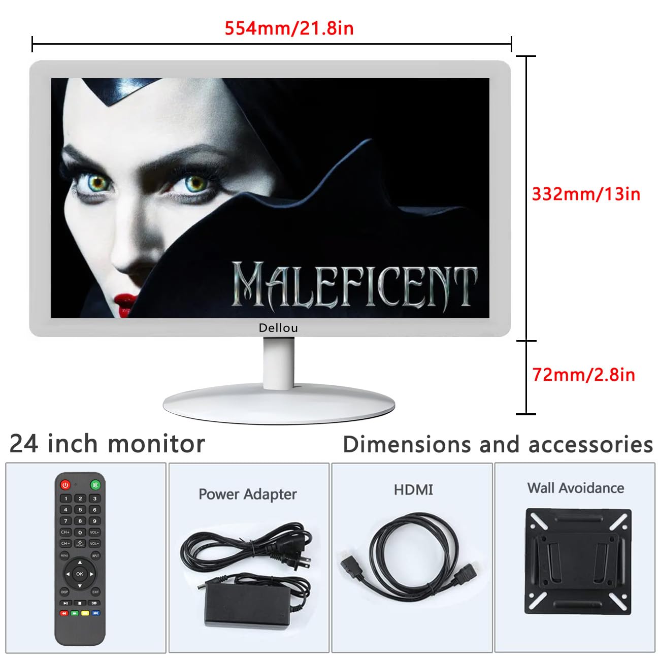 Eoulyee 19 Zoll Weißer Überwachungsmonitor CCTV Sicherheitskamera Monitor LCD Display Bildschirm Multifunktionale HDMI, AV, BNC, VGA, USB, PC Schnittstelle Computer Monitor 1440x900 Auflösung