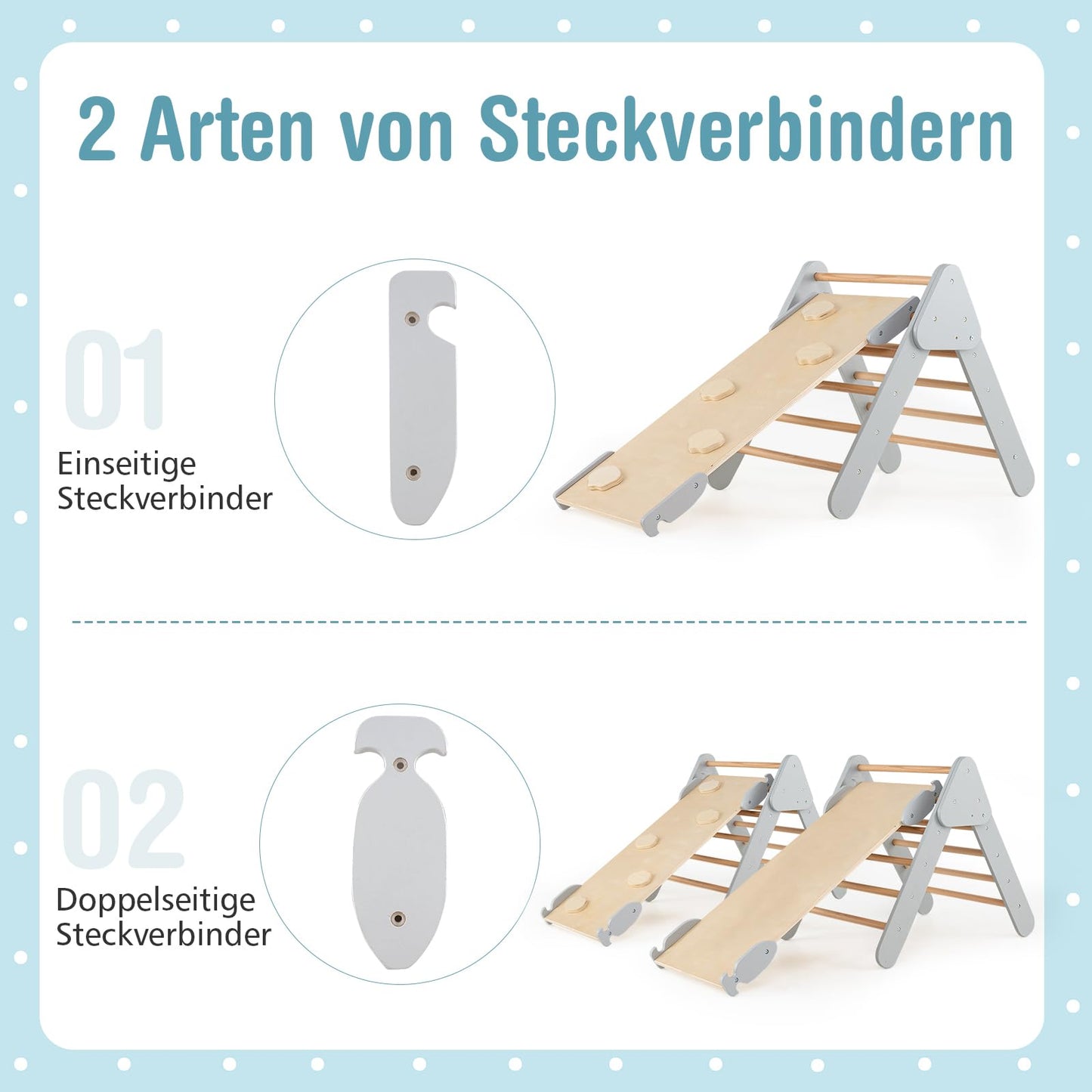 COSTWAY Kletterdreieck mit Rutsche, Kletterbogen, inkl. doppelseitige Rampe, zum Klettern, Rutschen und Wippen, 4 in 1 Klettergerüst Indoor ab 1 Jahr (Macaron bunt)