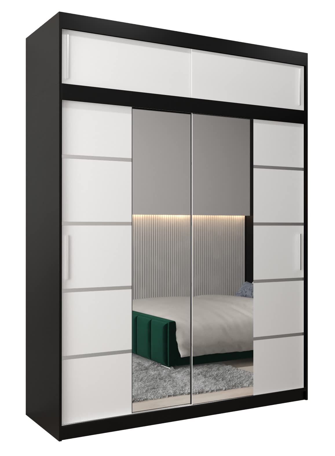 MEBLE KRYSPOL Verona 4 250 Bedroom Wardrobe Sliding Doors Cabinet with Mirror Wardrobe with Mirror Sliding Door Wardrobe Sliding Doors - 250 x 240 x 62 cm - Sonoma with Extension