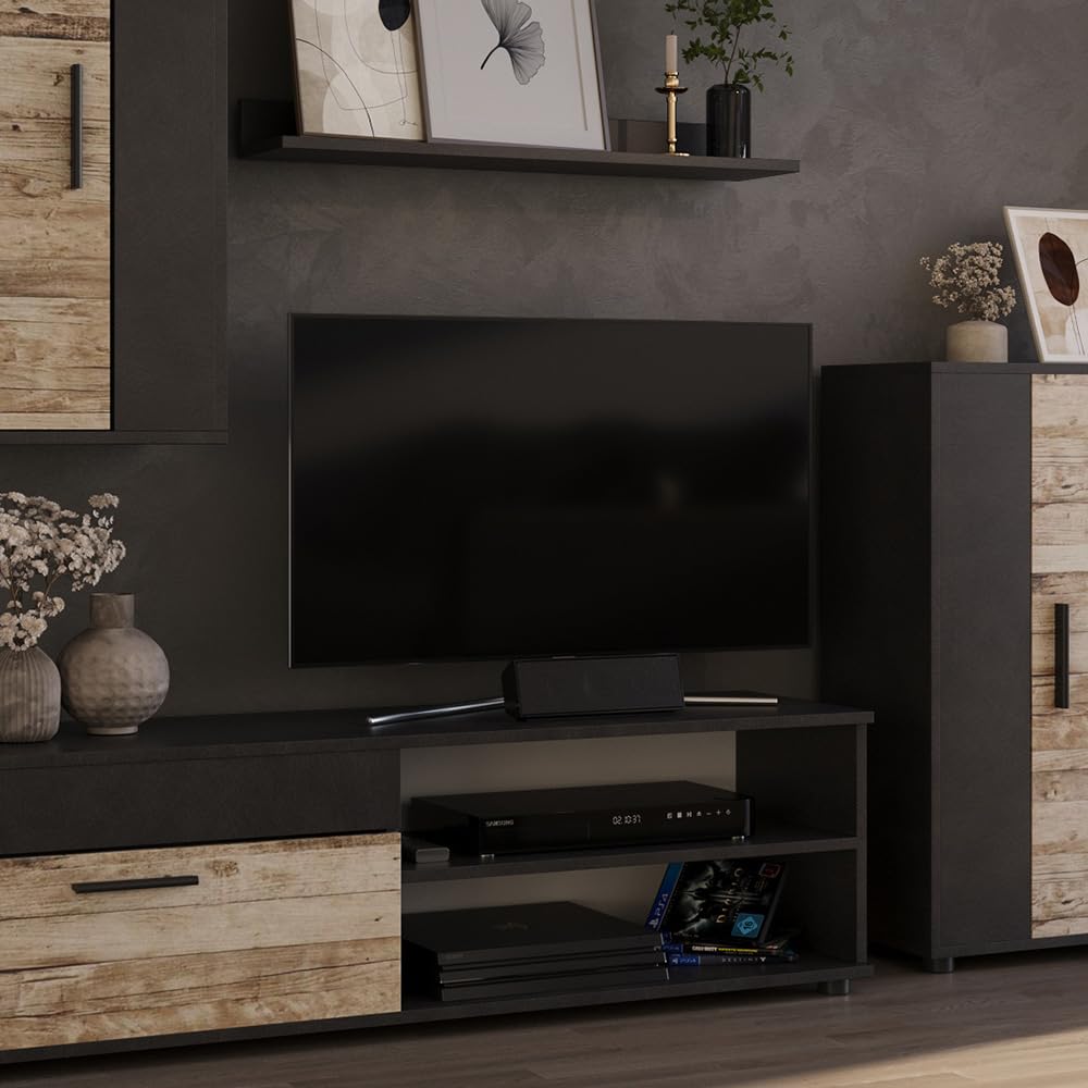 Vicco Berno TV Wall Unit Beige / Anthracite Set of 4