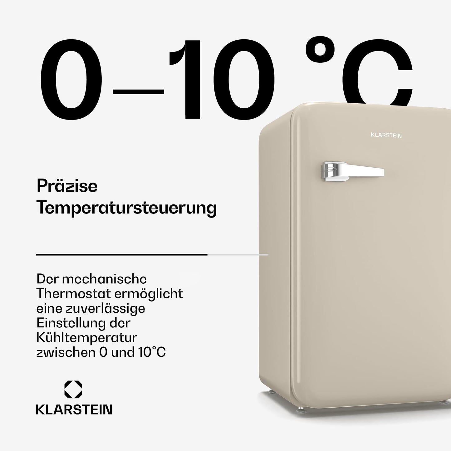 Klarstein Kühlschrank, Mini-Kühlschrank für Getränke, Kühlschrank Klein, Kleiner Kühlschrank Lautlos, Skincare Fridge, Vintage Design, Camping Kühlschrank, Minikühlschrank für Zimmer, 0-10°C, 70 L