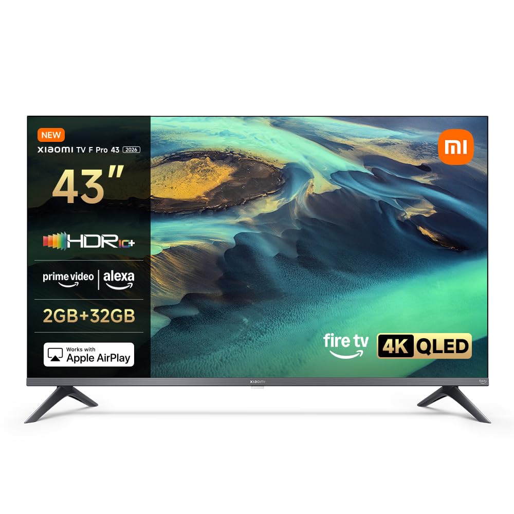 Xiaomi TV F Pro 43 2026 QLED TV 43 Inch (101 cm), 4K Ultra HD, Fire TV, Dolby Audio, DTS:X, HDR10+, 60Hz, Quad A55 Processor, Smart TV, 360° Bluetooth Remote Control